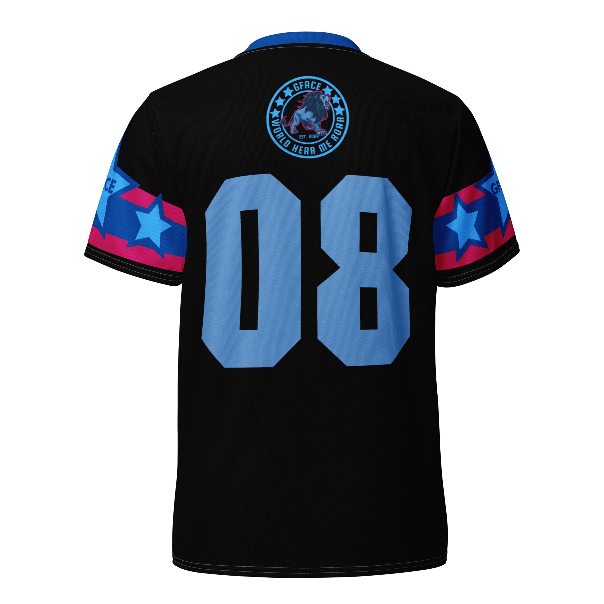 Recycled Black/Blue Unisex GFACE Sports Jersey World Hear Me Roar