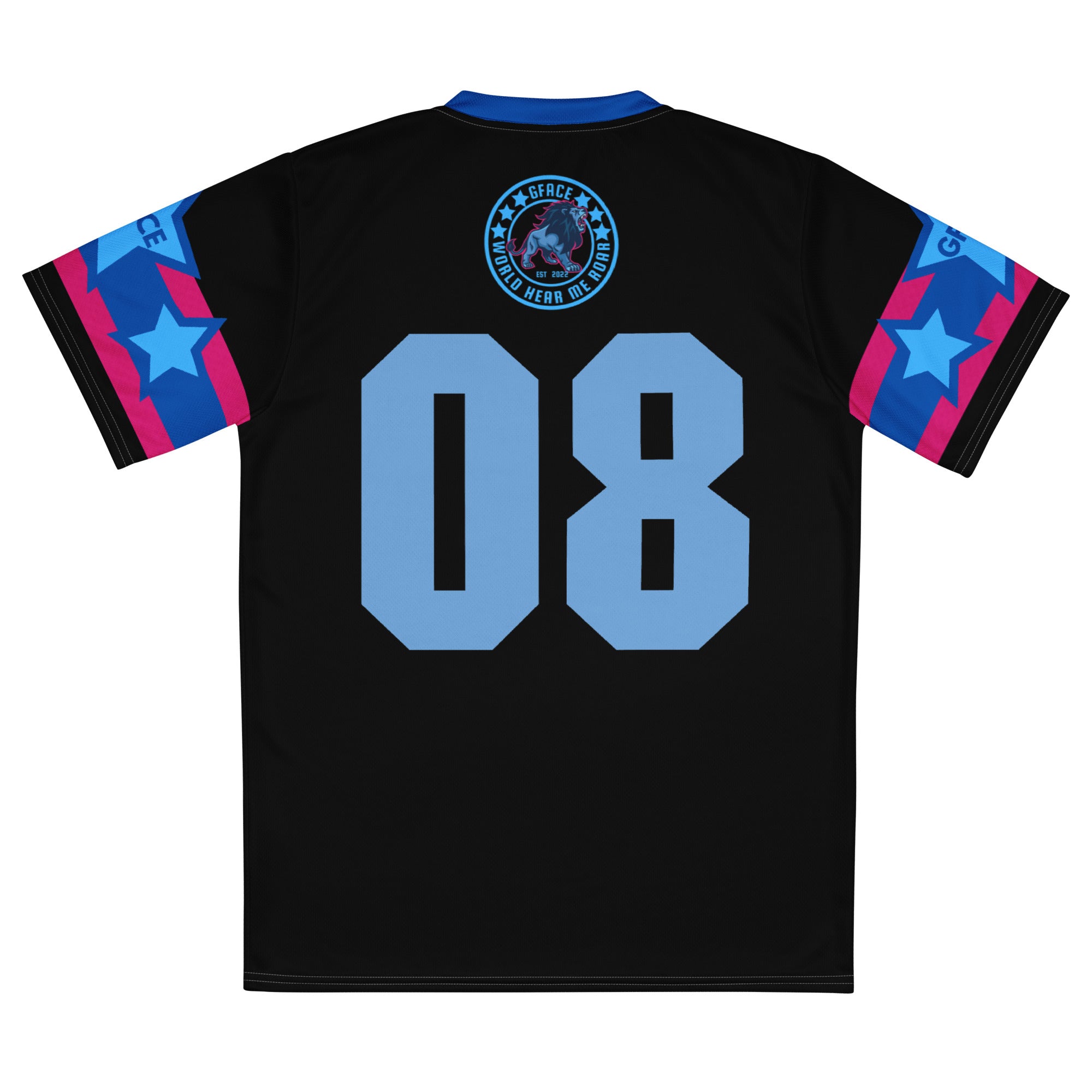 Recycled Black/Blue Unisex GFACE Sports Jersey World Hear Me Roar