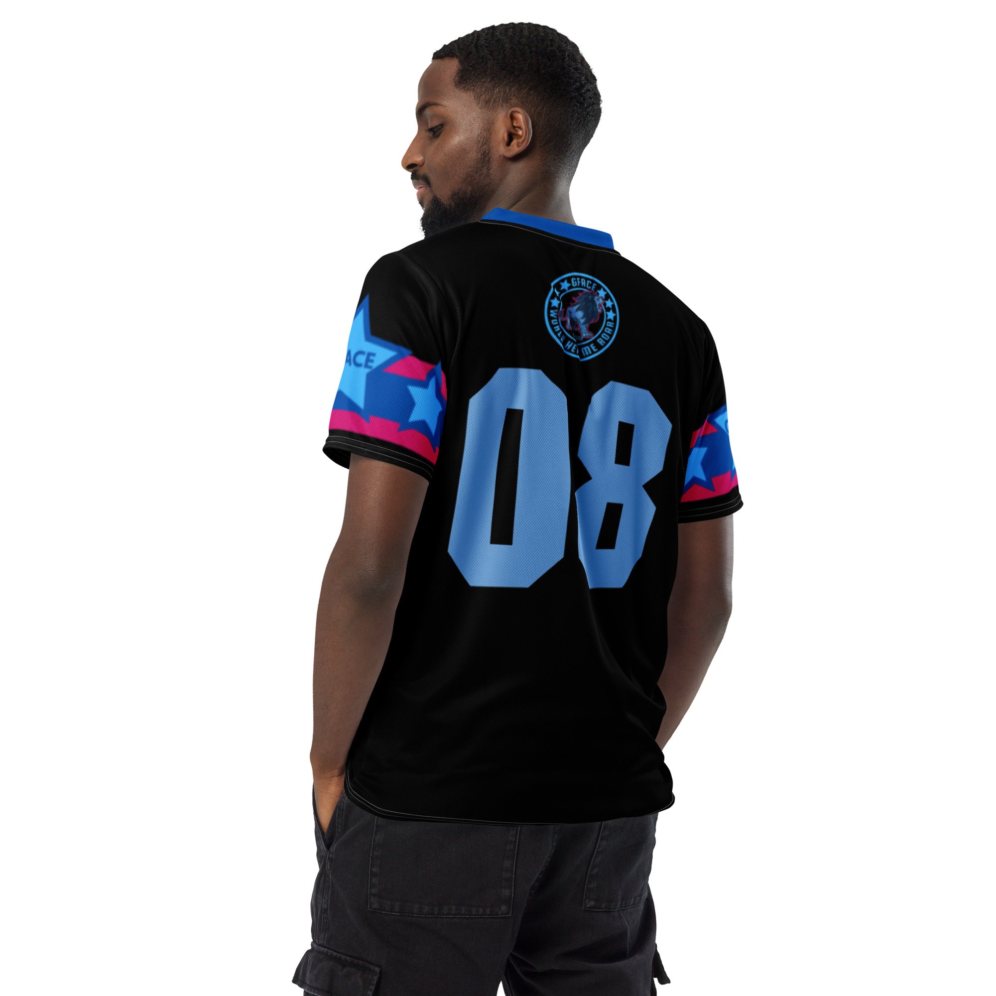 Unisex Black/Blue GFACE Sports Jersey World Hear Me Roar