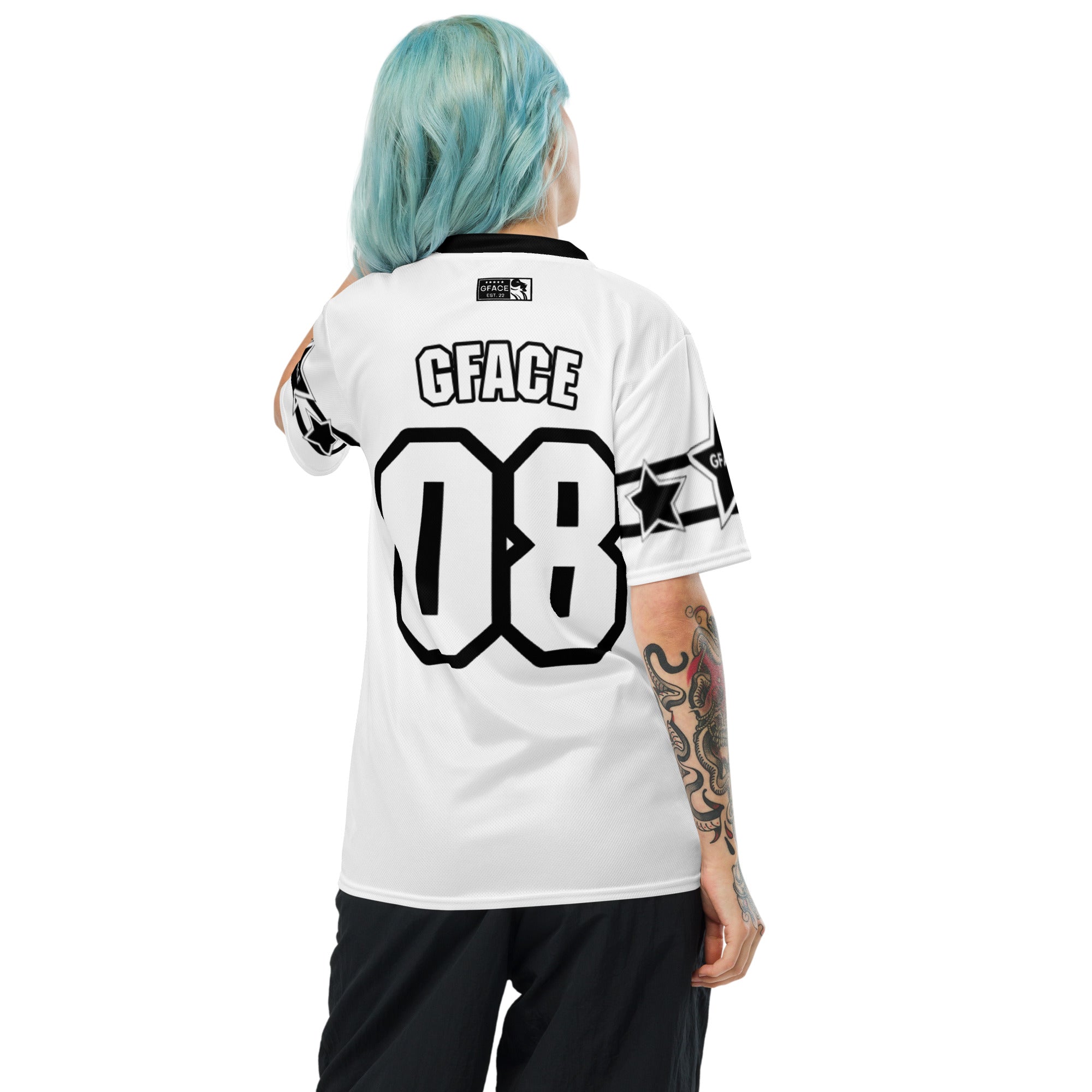 GFACE Infinty 08 White Recycled Unisex Sports Jersey