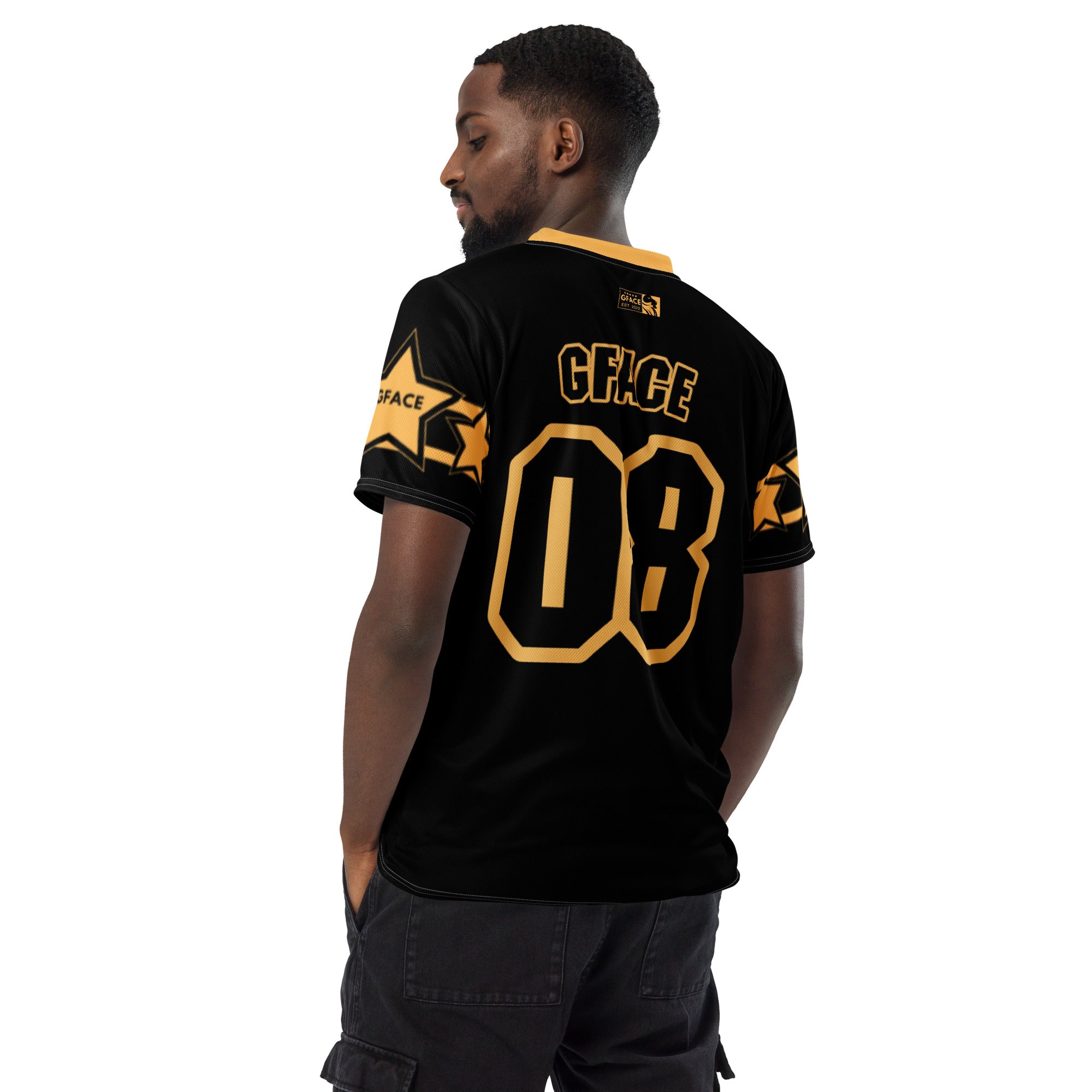 GFACE Infinity 08 Black/Gold Recycled Unisex Sports Jersey