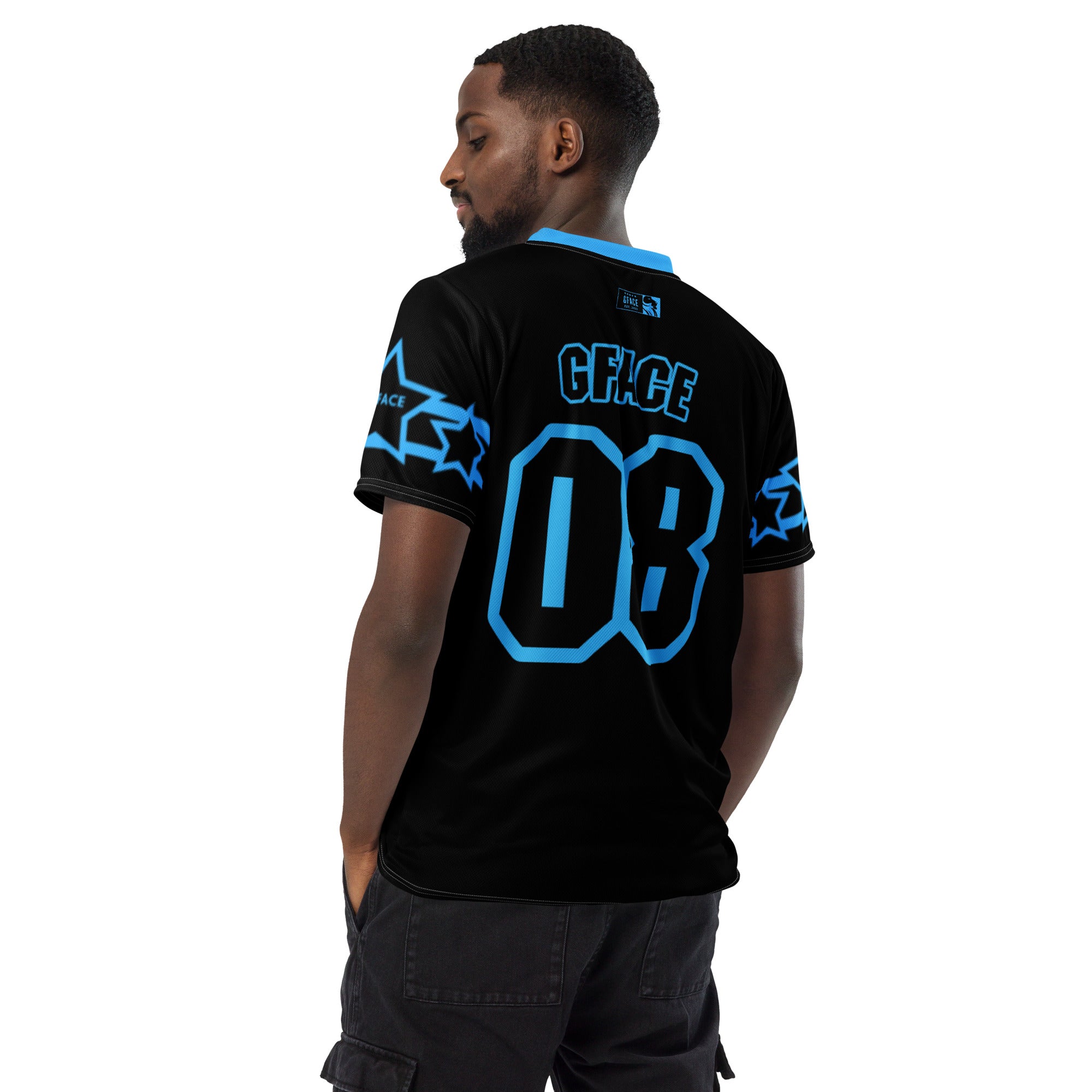 GFACE Infinity 08 Black/Blue Recycled Unisex Sports Jersey