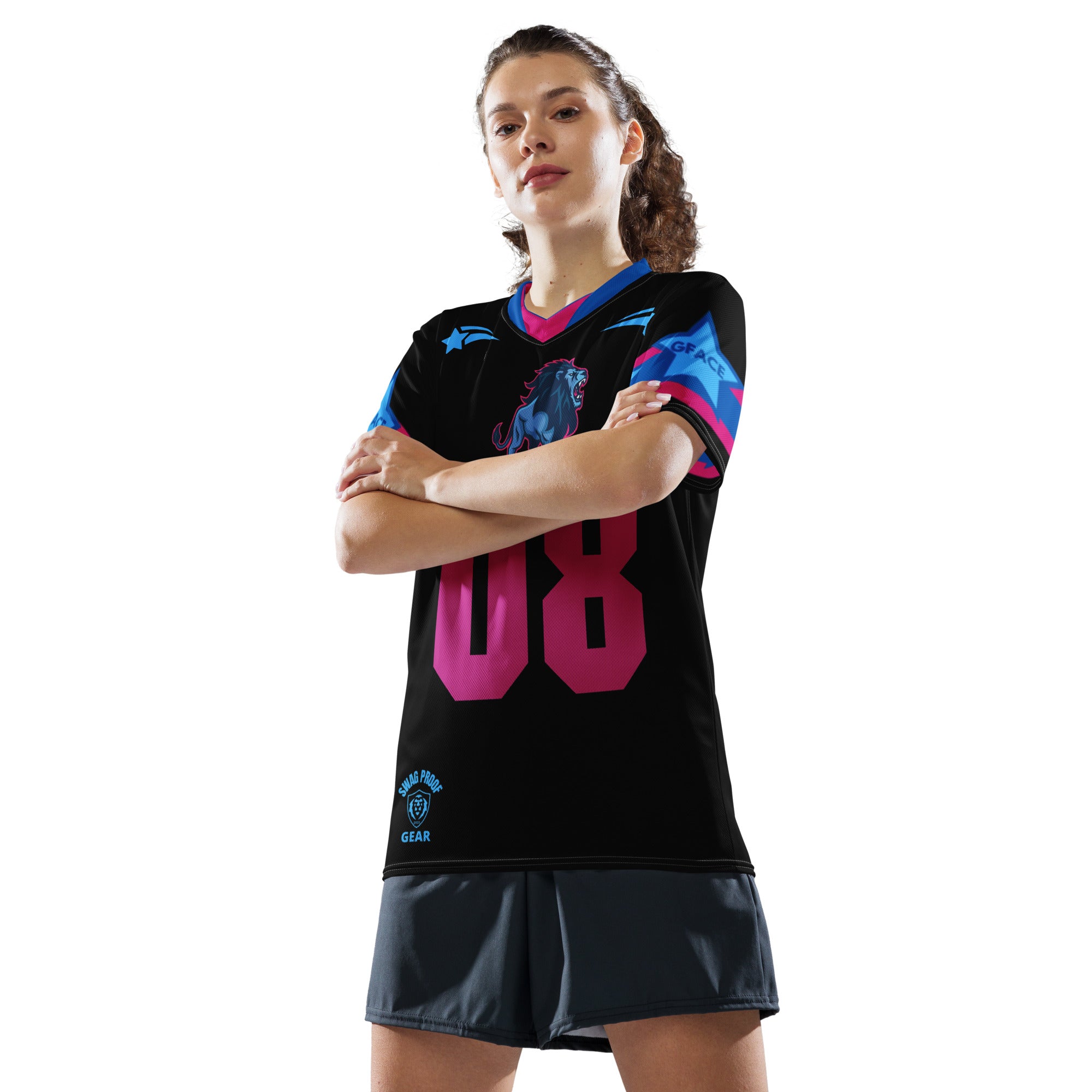 Recycled Black/Pink Unisex GFACE Sports Jersey World Hear Me Roar