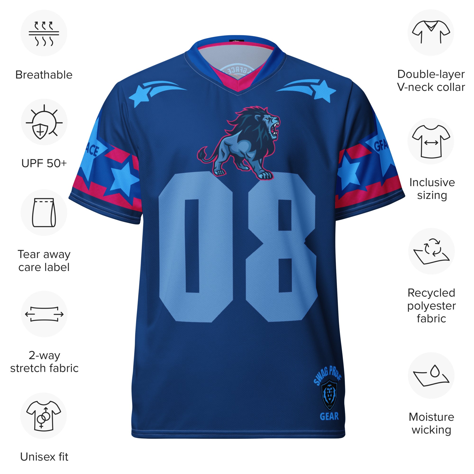 Unisex Blue GFACE Sports Jersey World Hear Me Roar