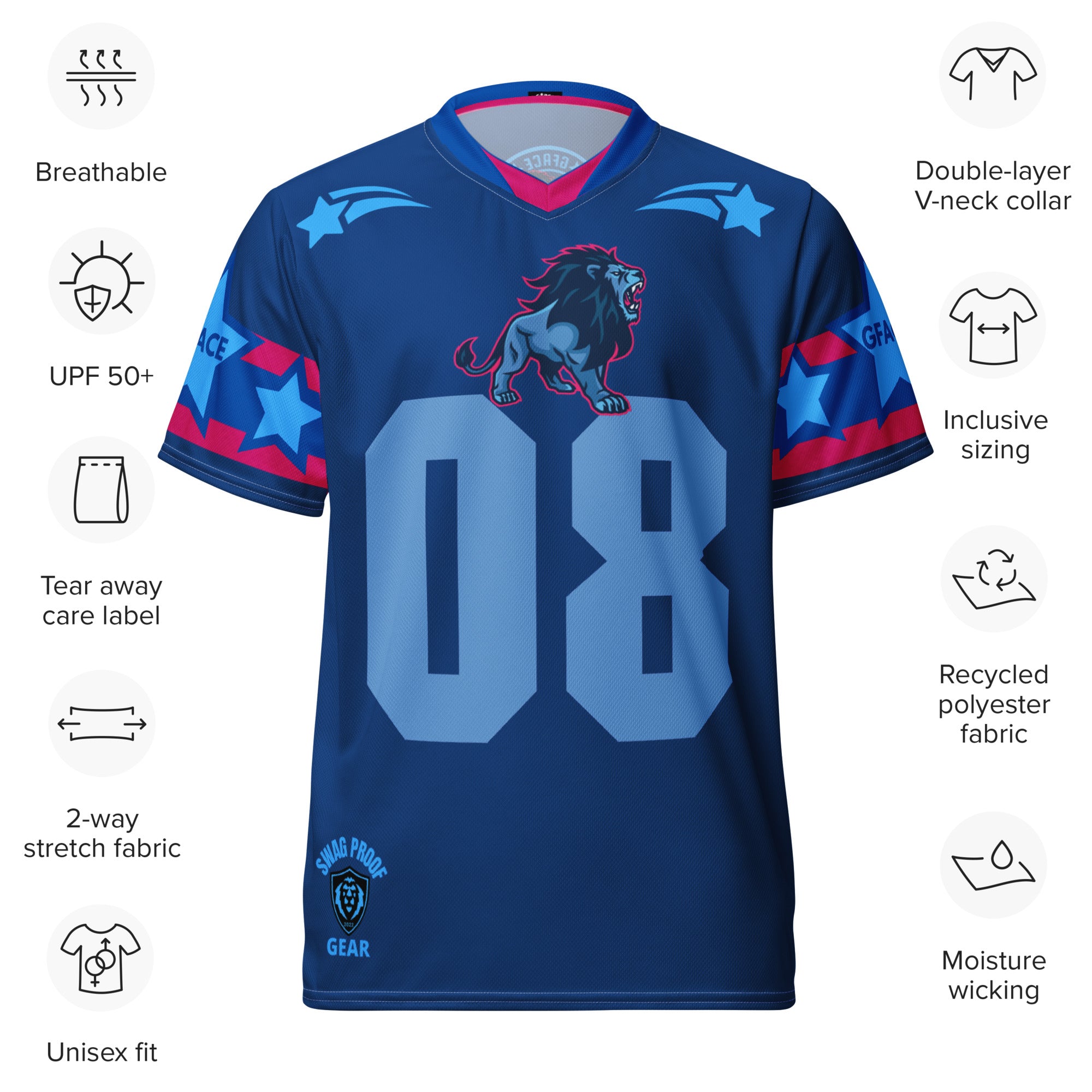 Recycled Blue Unisex GFACE Sports Jersey World Hear Me Roar