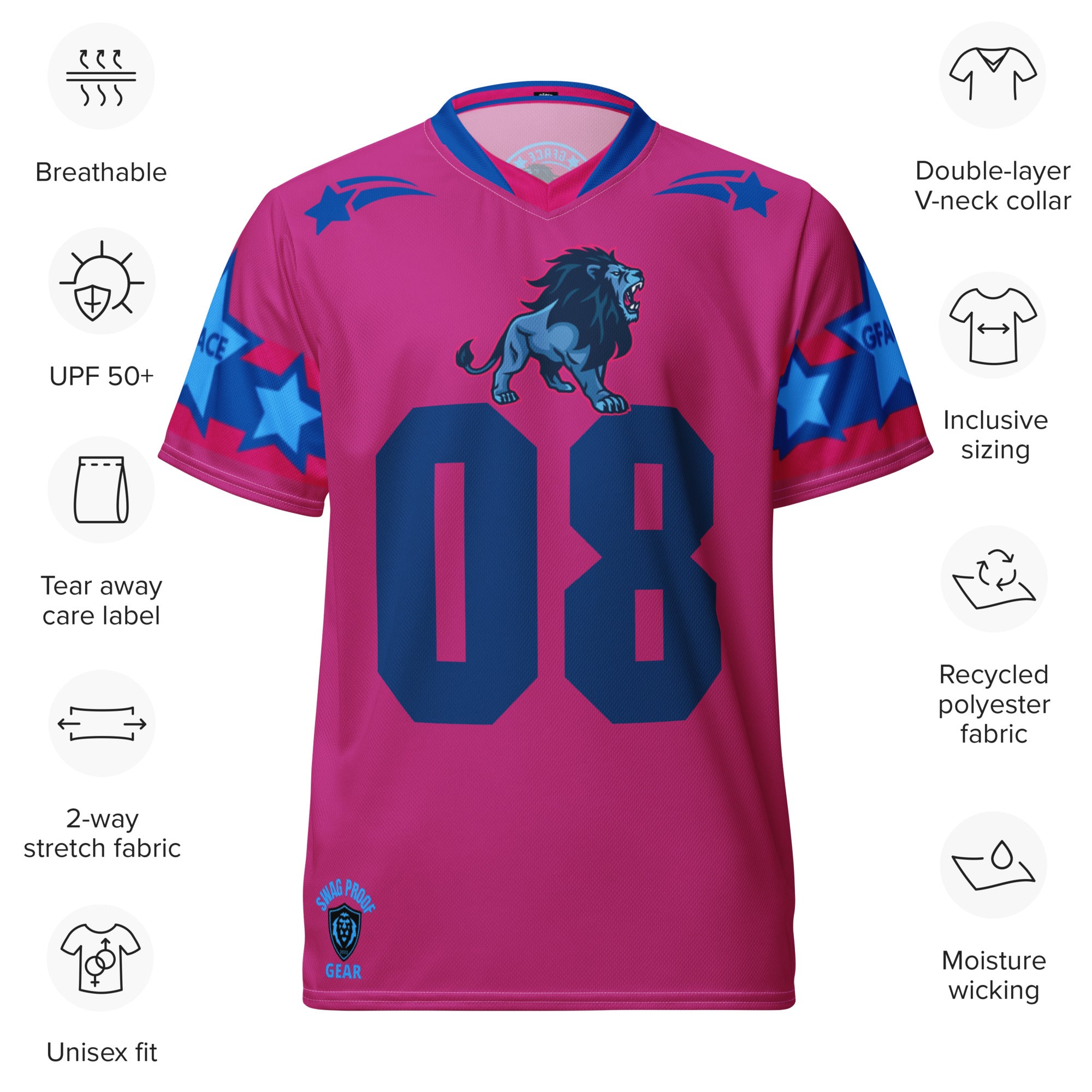 Recycled Pink Unisex GFACE Sports Jersey World Hear Me Roar