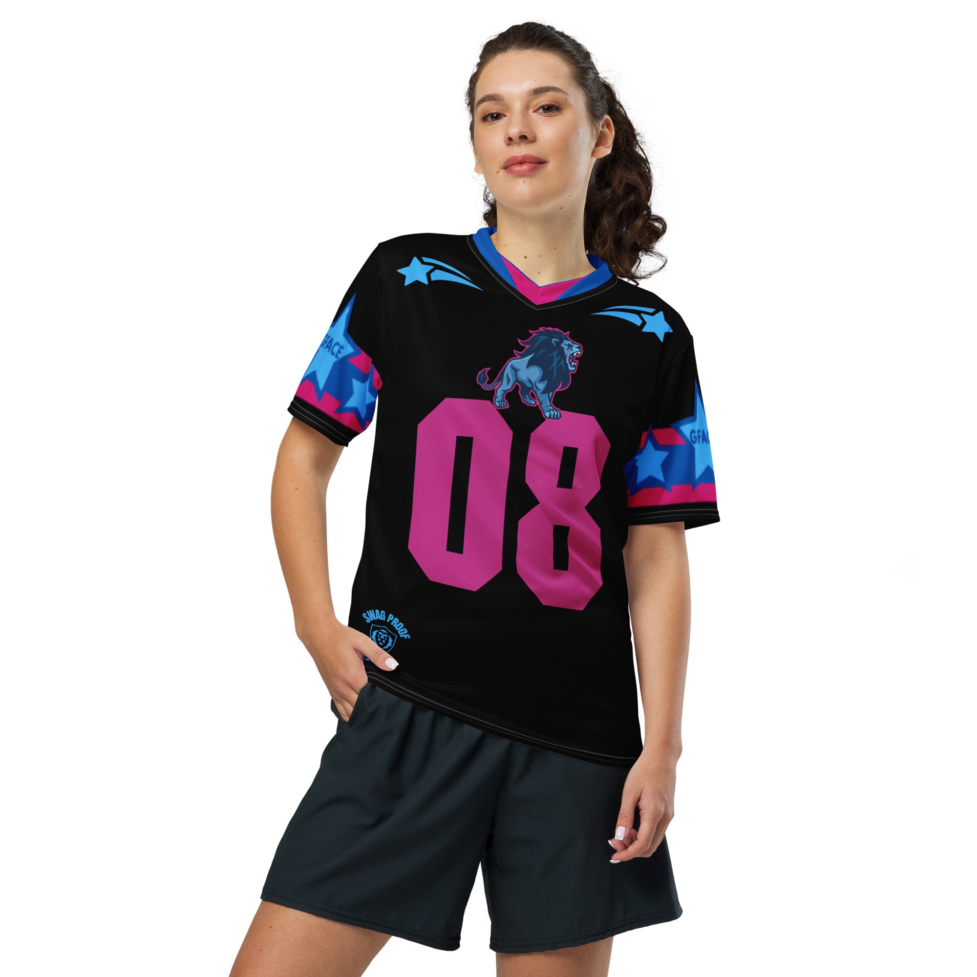 Recycled Black/Pink Unisex GFACE Sports Jersey World Hear Me Roar