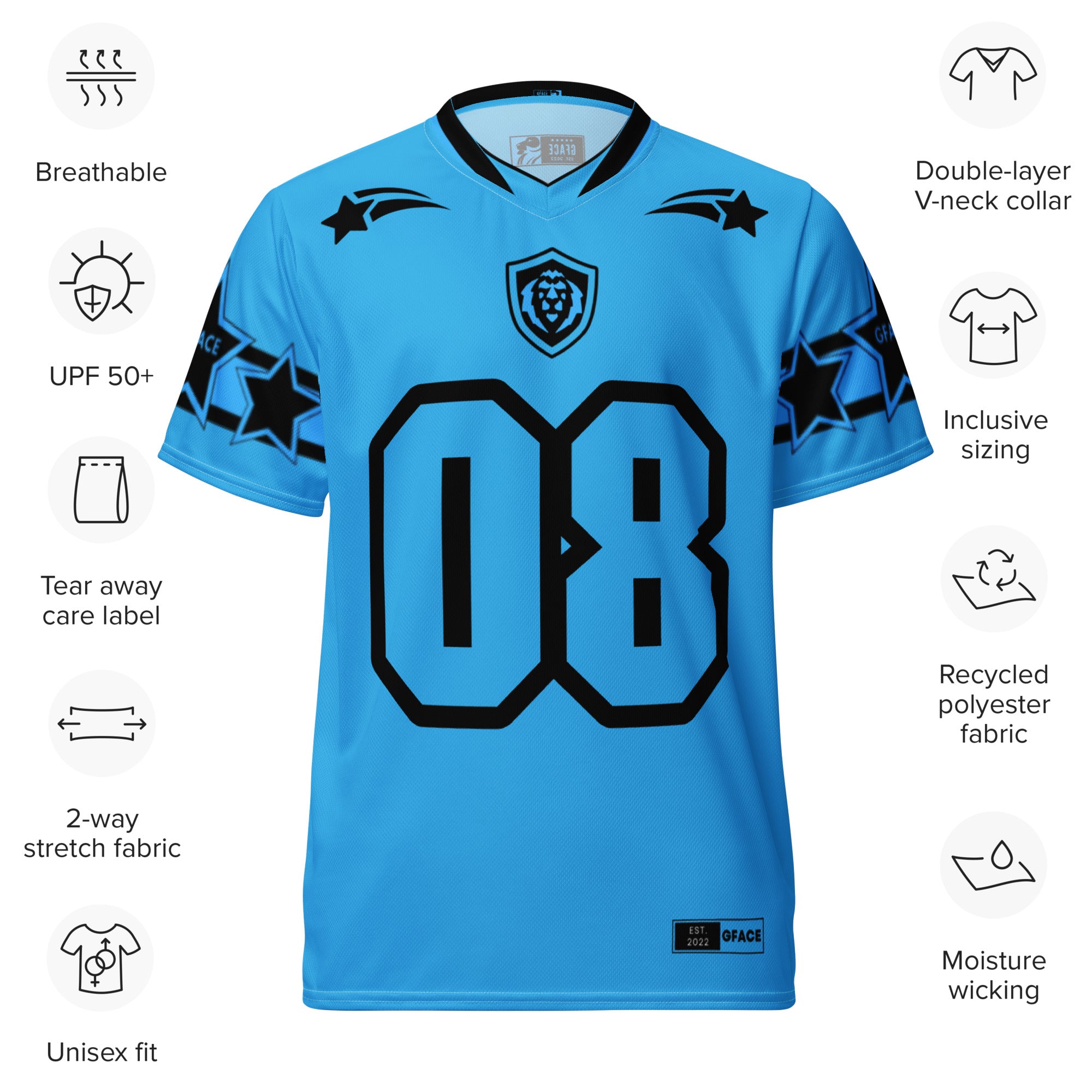 GFACE Infinity 08 Blue Recycled Unisex Sports Jersey