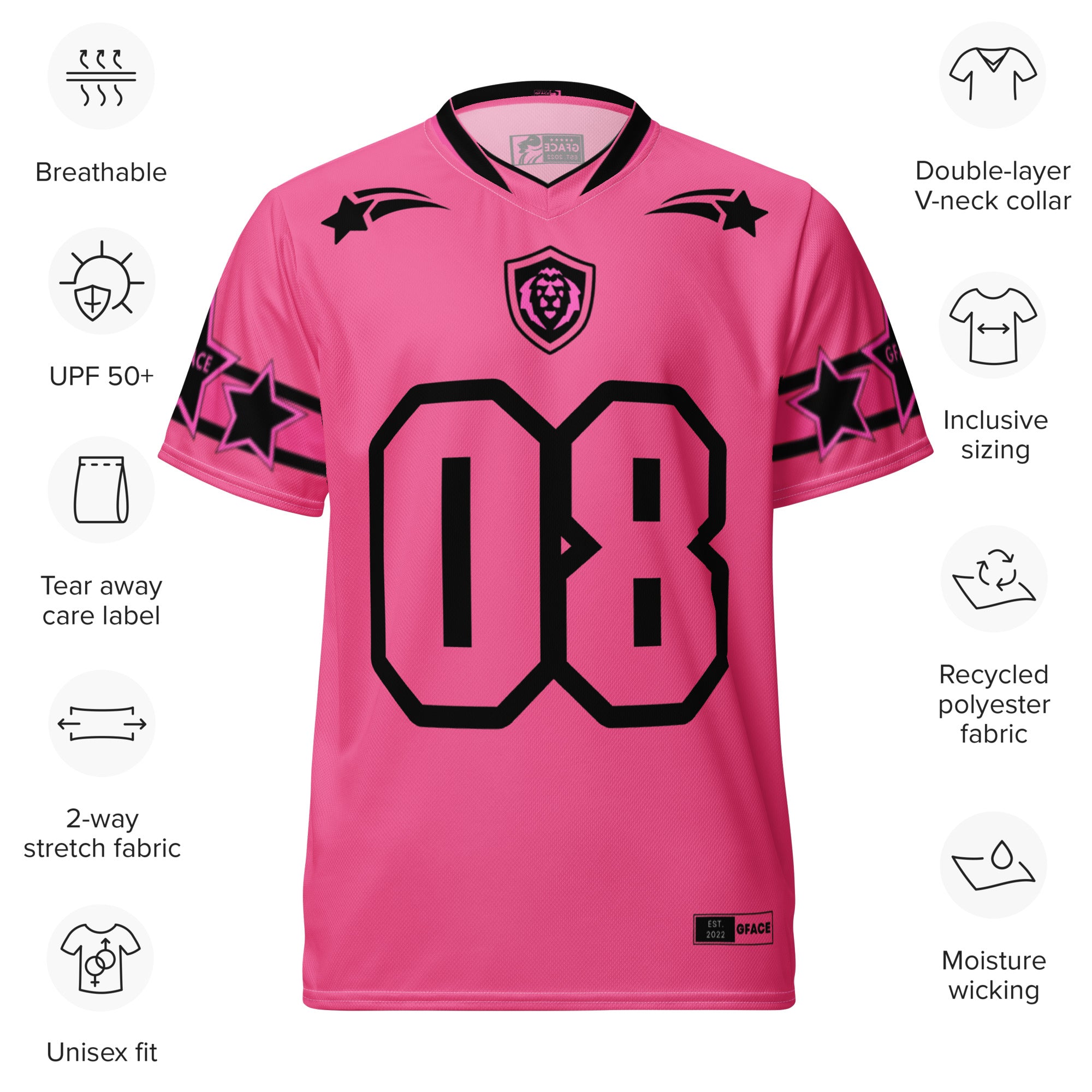 GFACE Infinity 08 Pink Recycled Unisex Sports Jersey