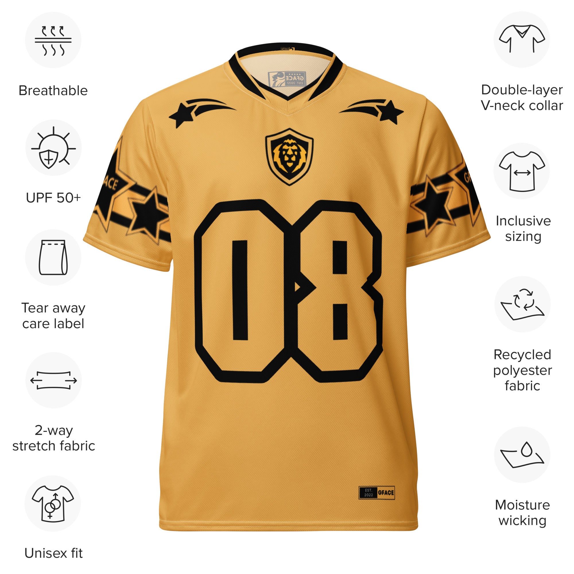 GFACE Infinity 08 Gold Recycled Unisex Sports Jersey