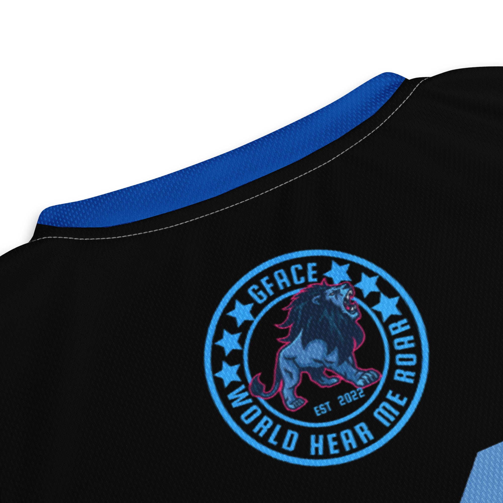 Recycled Black/Blue Unisex GFACE Sports Jersey World Hear Me Roar