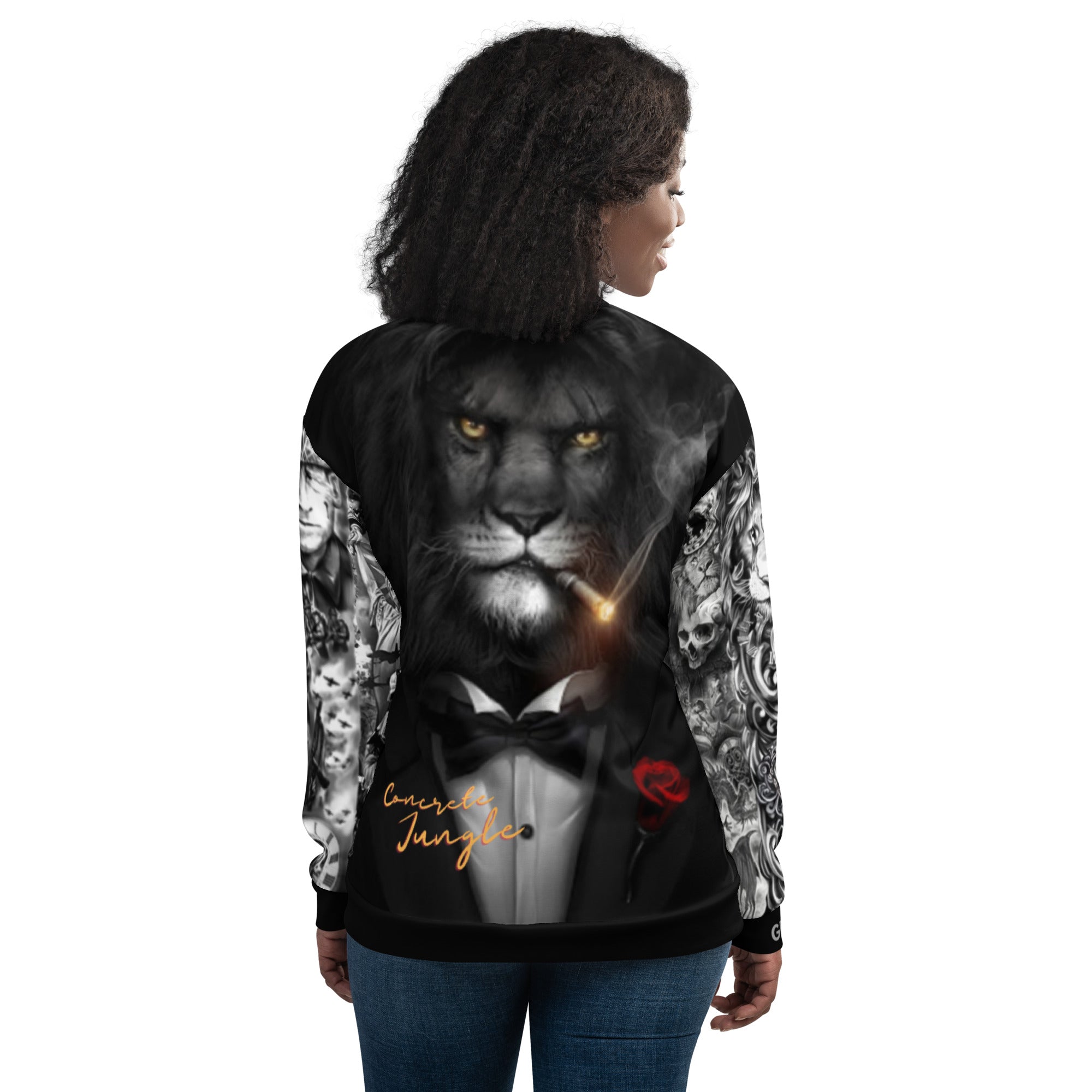 Gface Unisex Bomber Jacket Patriot print (Option 2) Lion on Rear