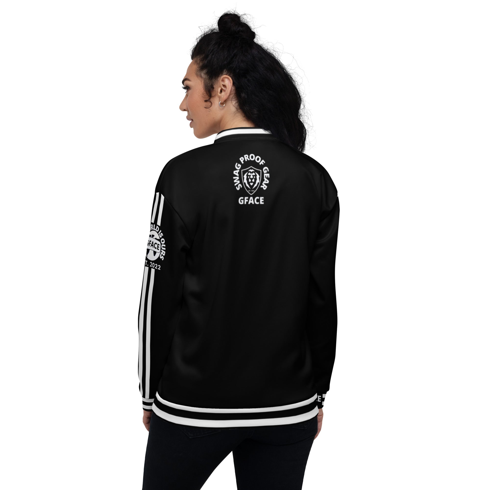 Unisex Bomber Jacket White GFACE Unleash The Swagger