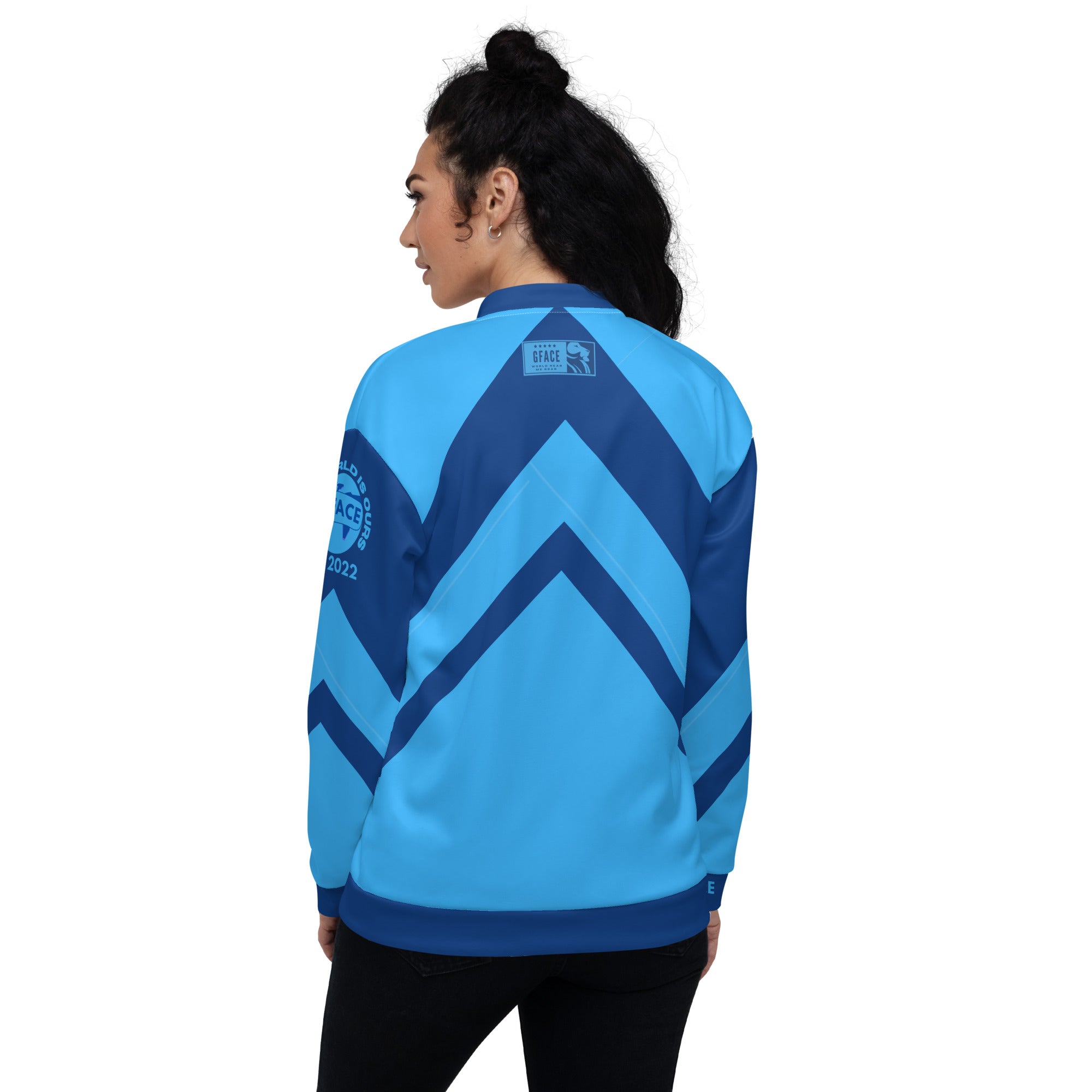 Unisex 2-Tone blue Gface Bomber Jacket