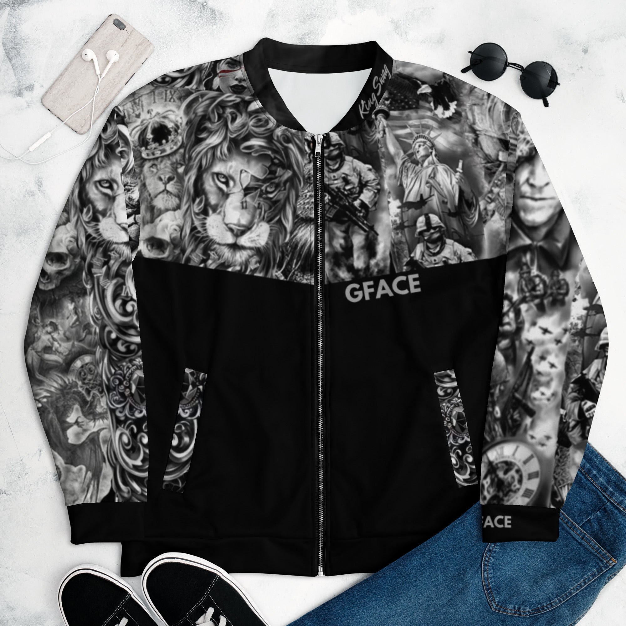 Gface Unisex Patriot print Bomber Jacket