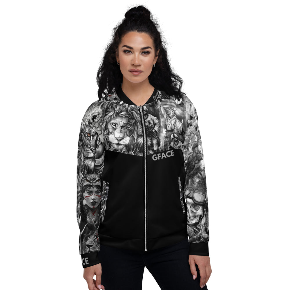 Unisex Bomber Jacket Queen Gface Tattoo Swag (option 1) logo on rear