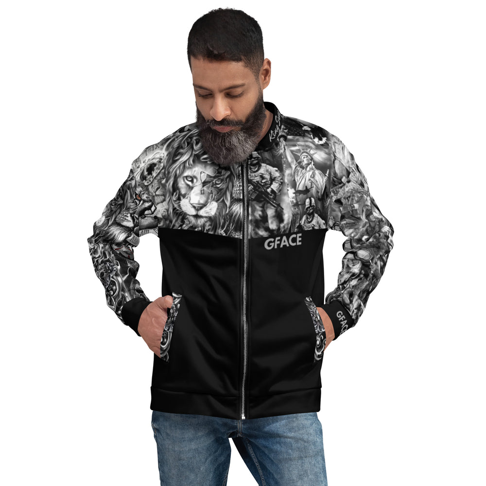 Unisex Bomber Jacket King Gface Tattoo Swag (option 1) logo on rear