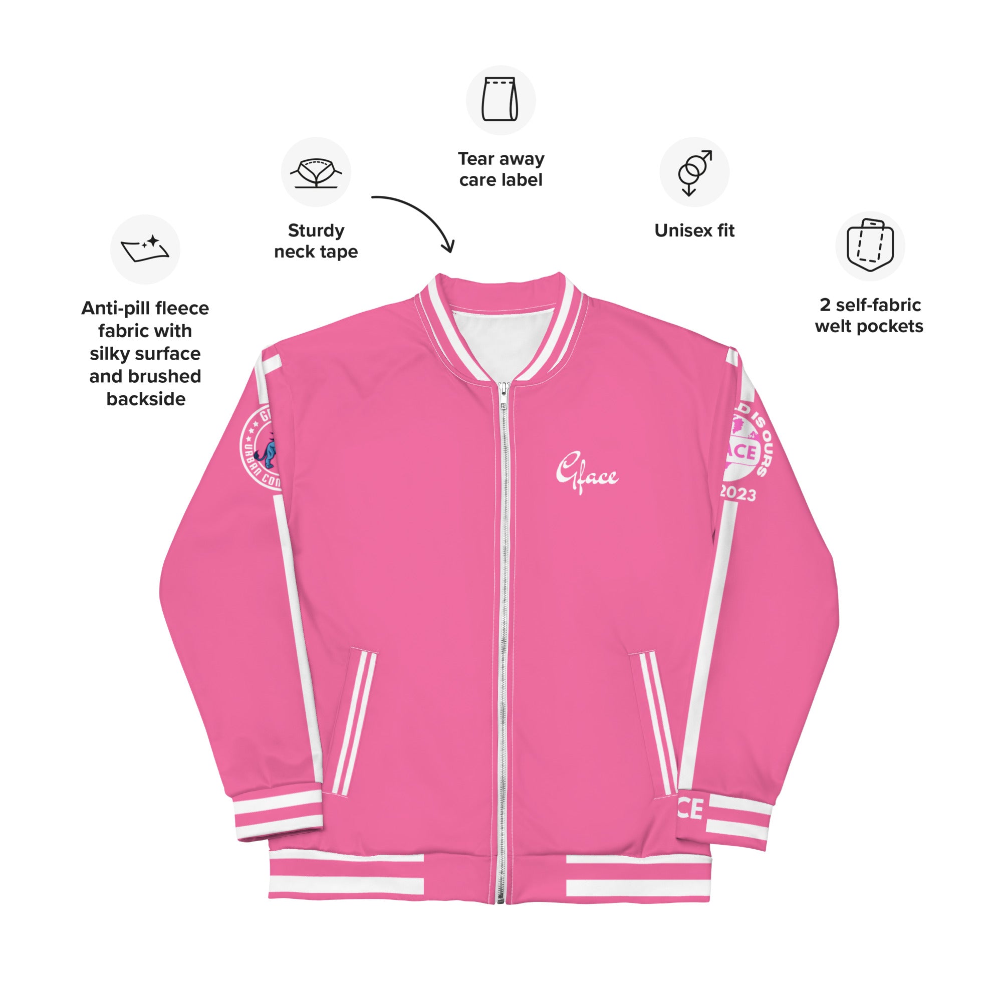 Unisex (W/Pink) Bomber Jacket GFACE Sport