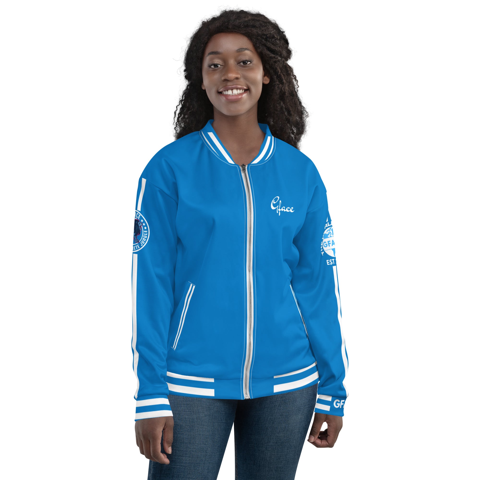 Unisex (W/L.Blue) Bomber Jacket GFACE Sport