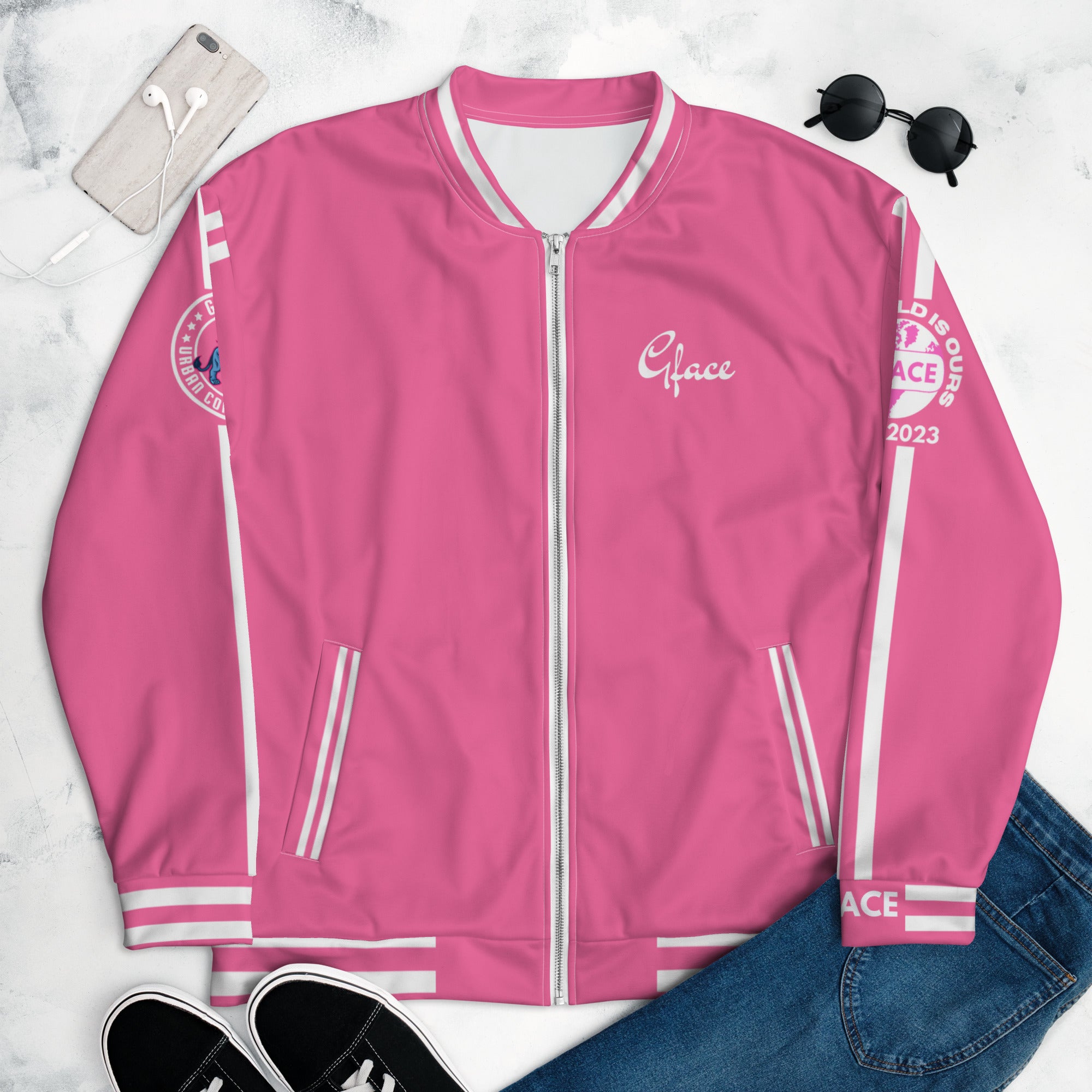 Unisex (W/Pink) Bomber Jacket GFACE Sport