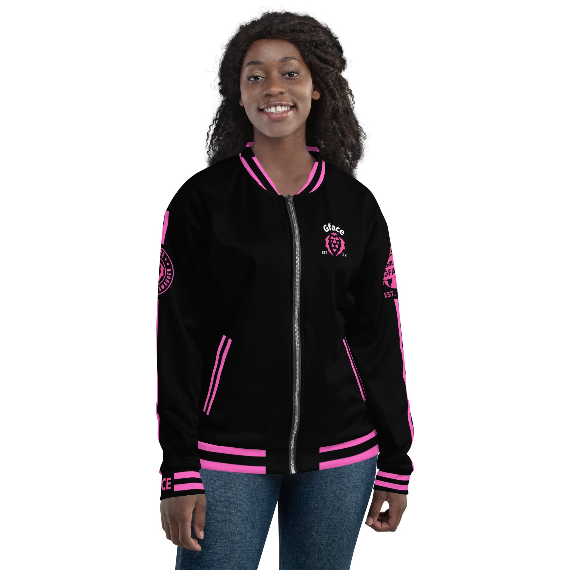 Unisex Bomber Jacket Pink GFACE Unleash The Swagger