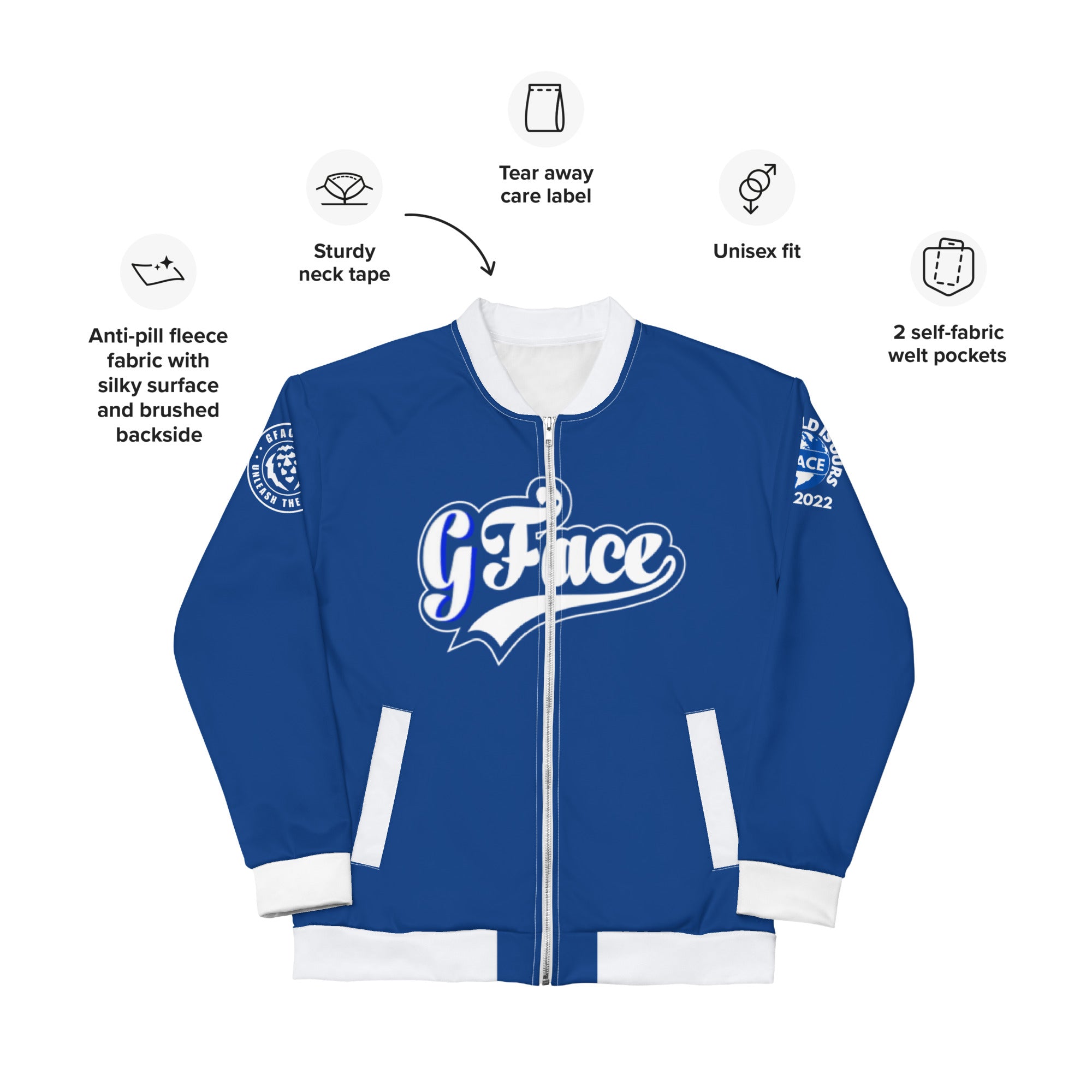 Unisex Blue Gface Vip Bomber Jacket