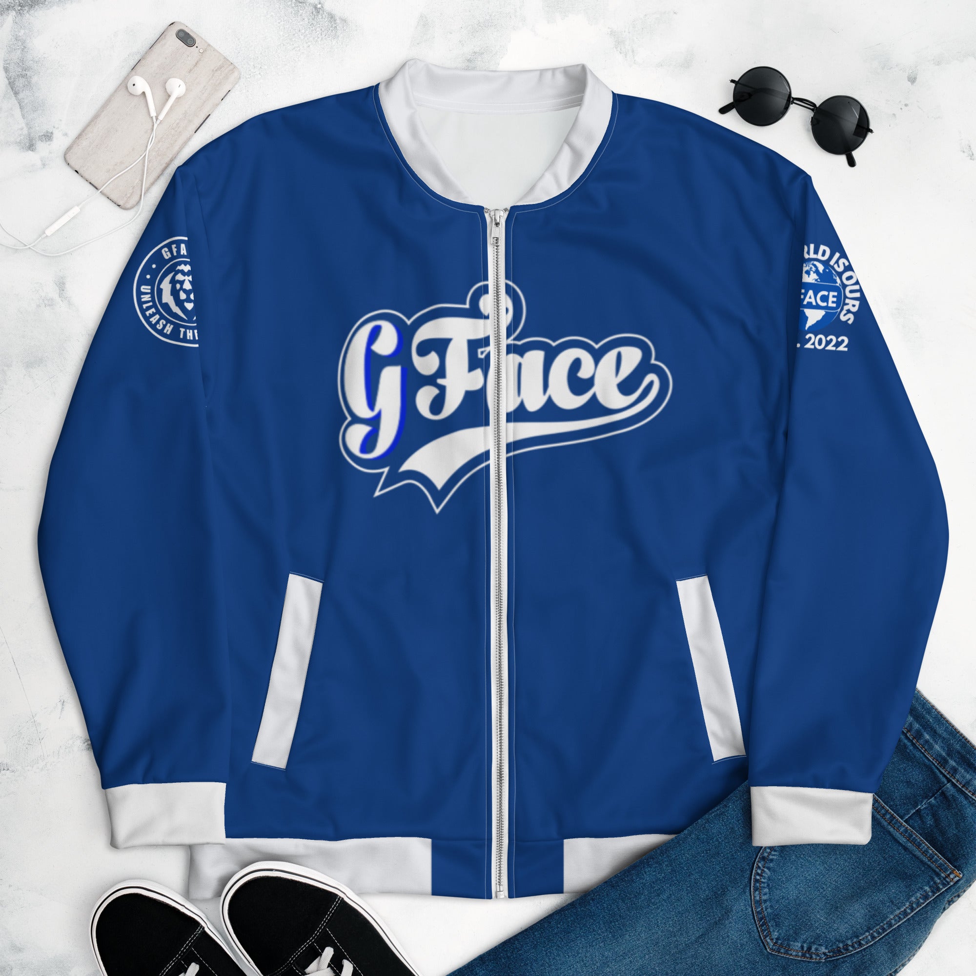 Unisex Blue Gface Vip Bomber Jacket