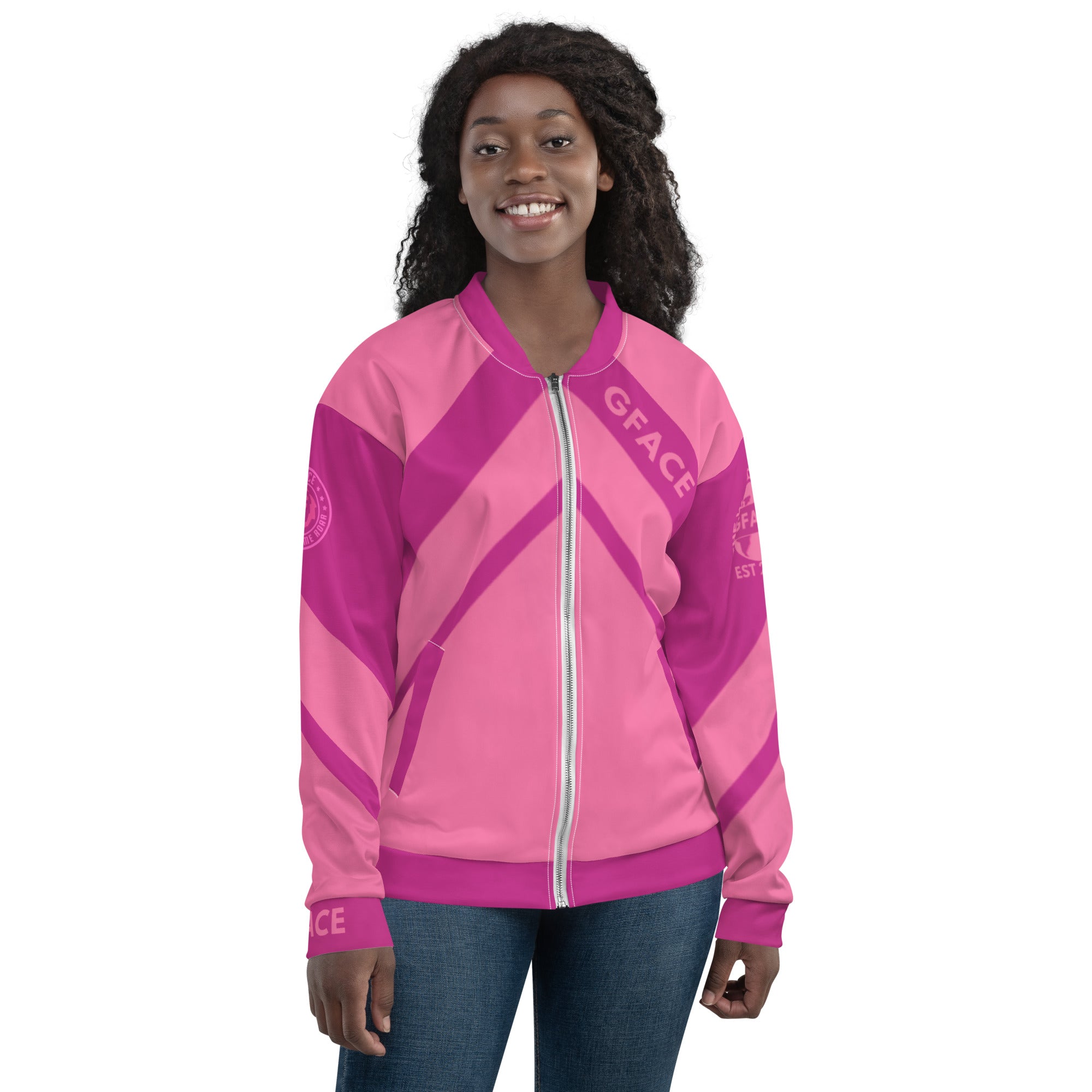 Unisex 2-Tone Pink Gface Bomber Jacket