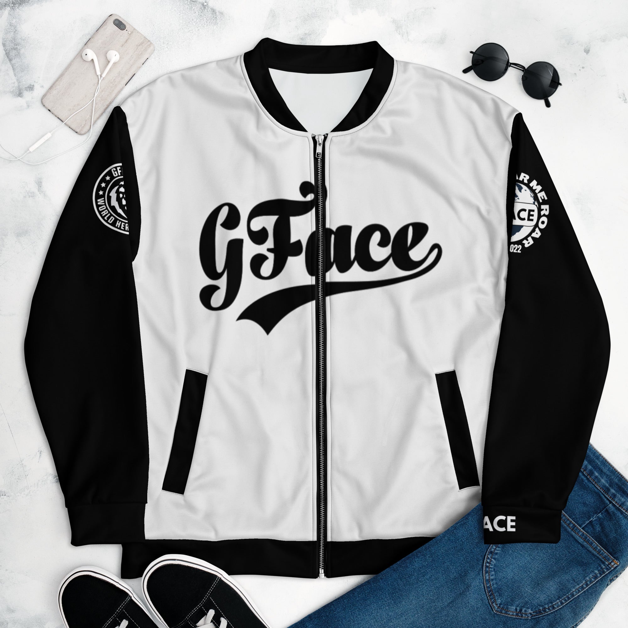 GFACE VIP WhiteUnisex Bomber Jacket