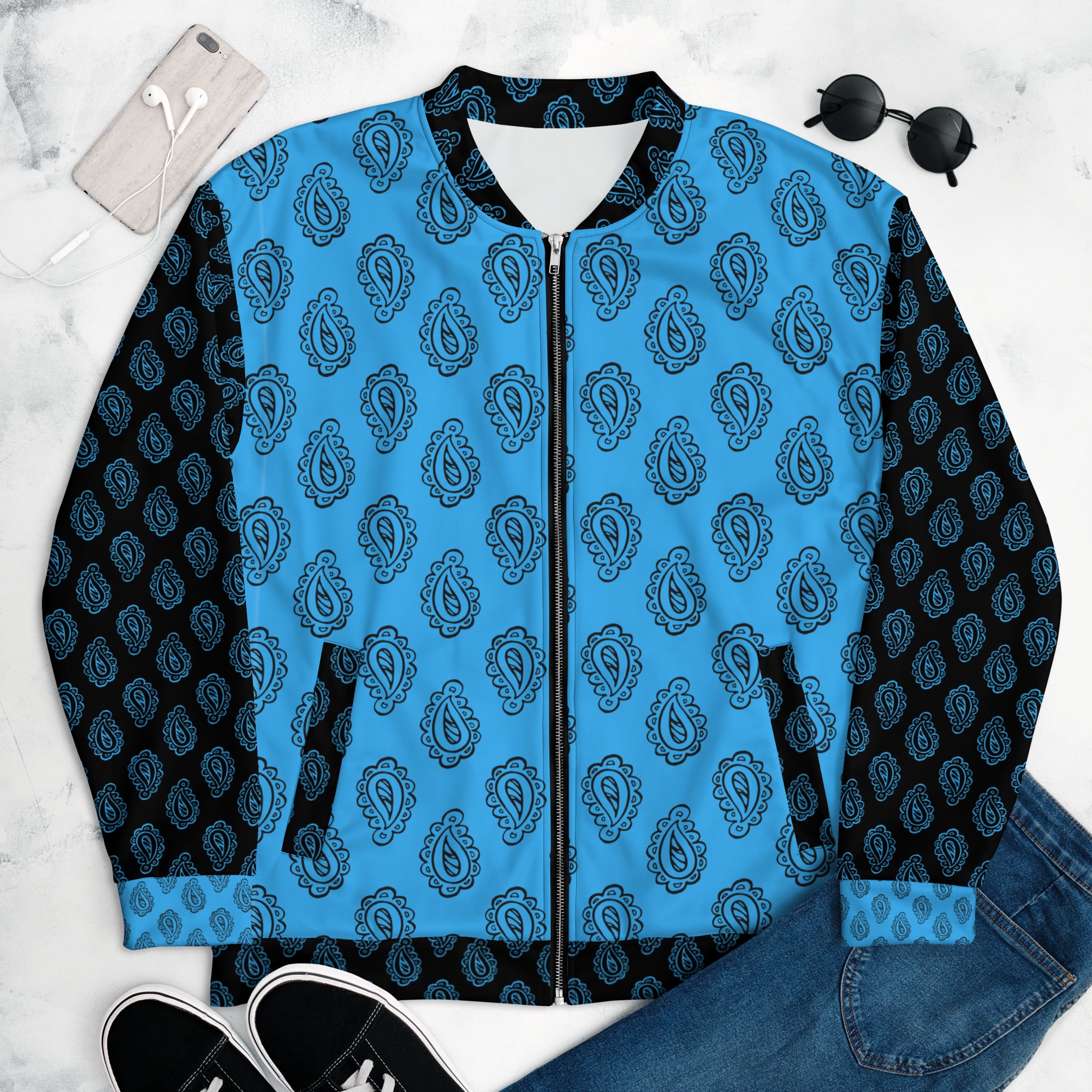 Gface Blue Bandana Unisex Bomber Jacket