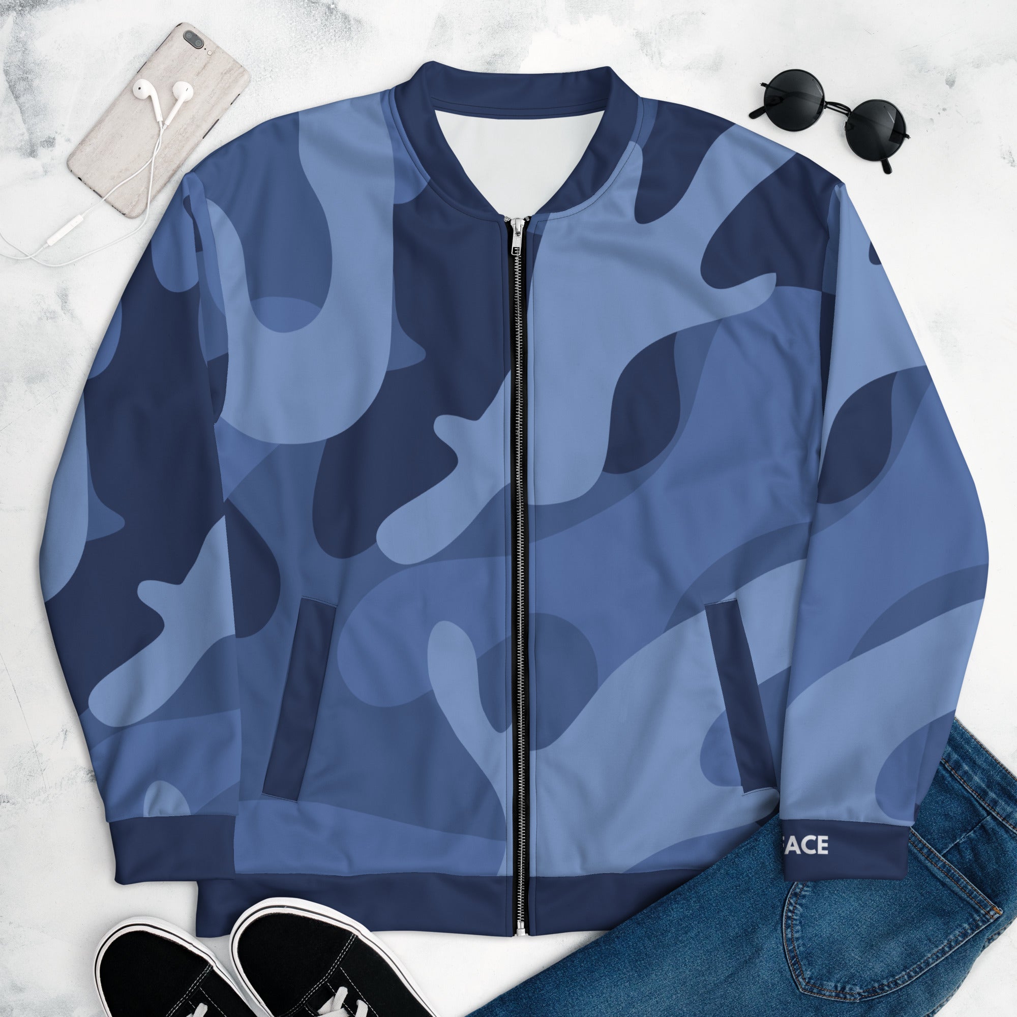 Gface Blue Camo-Incognito Unisex Bomber Jacket