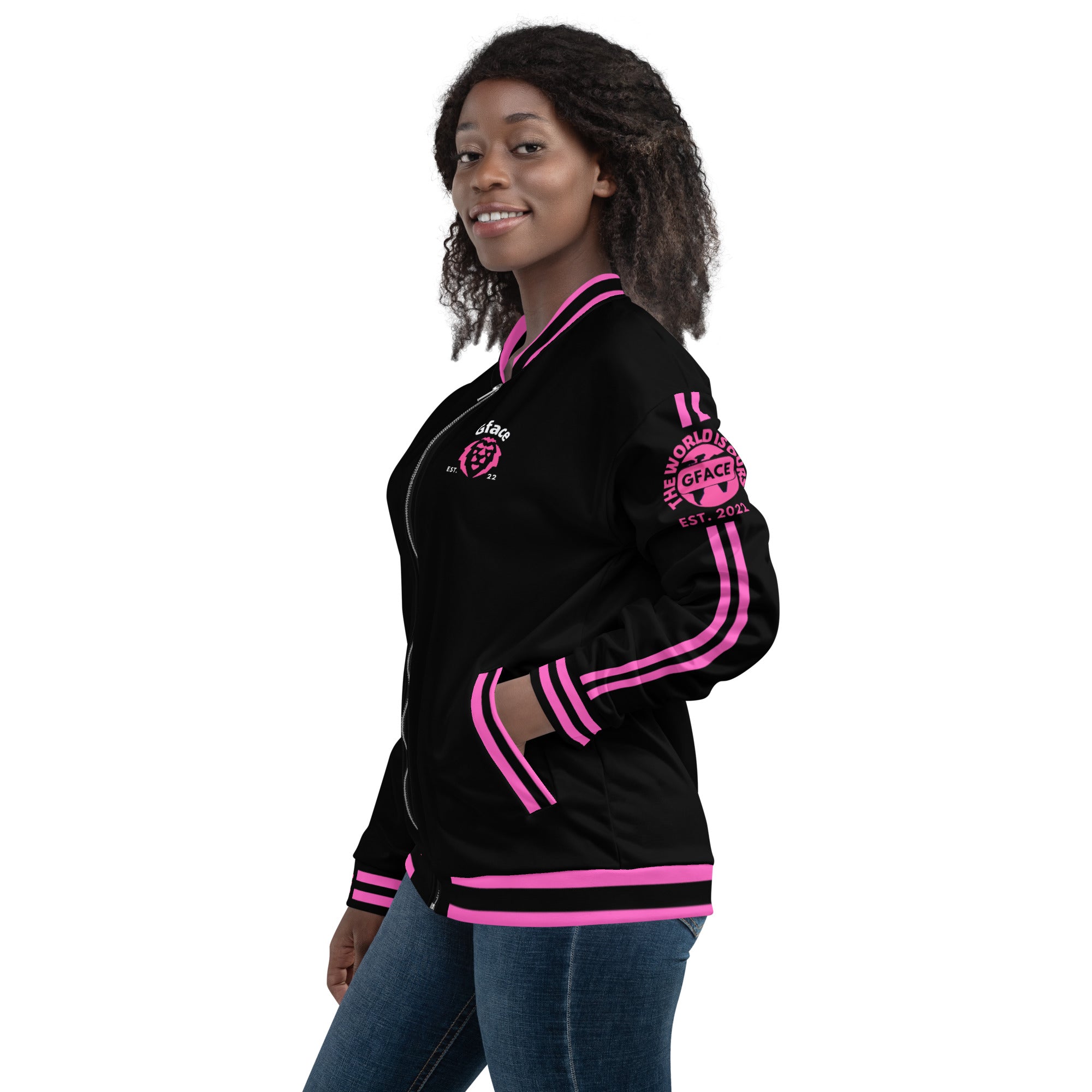 Unisex Bomber Jacket Pink GFACE Unleash The Swagger