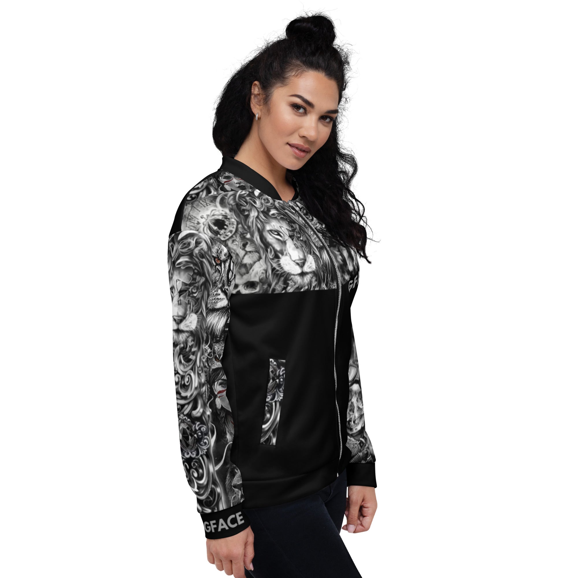 Unisex Bomber Jacket Queen Gface Tattoo Swag (option 1) logo on rear