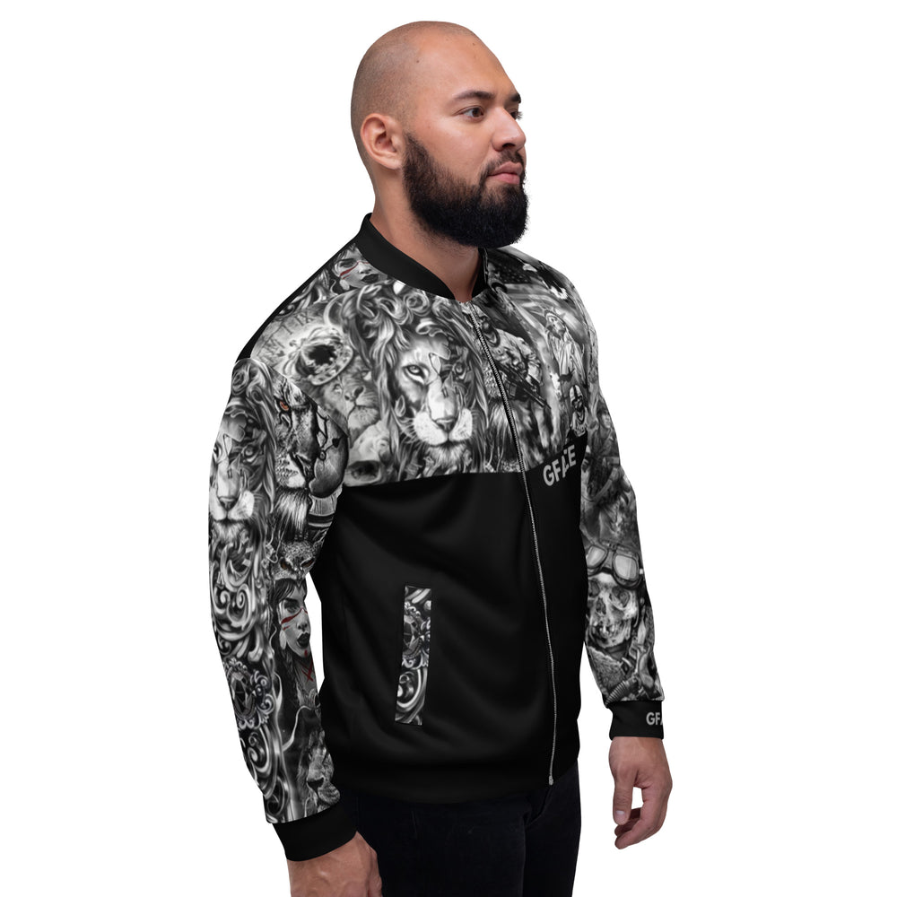 Unisex Bomber Jacket King Gface Tattoo Swag (option 1) logo on rear