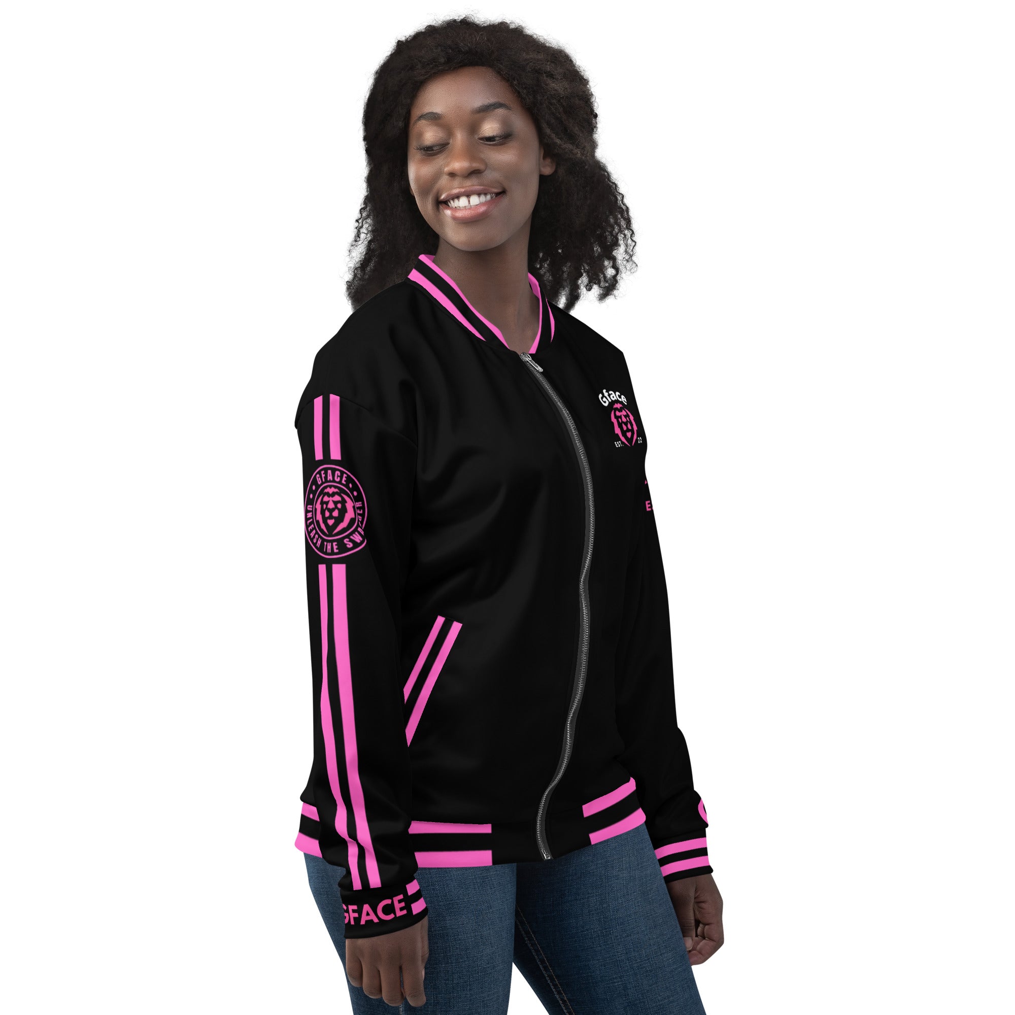 Unisex Bomber Jacket Pink GFACE Unleash The Swagger