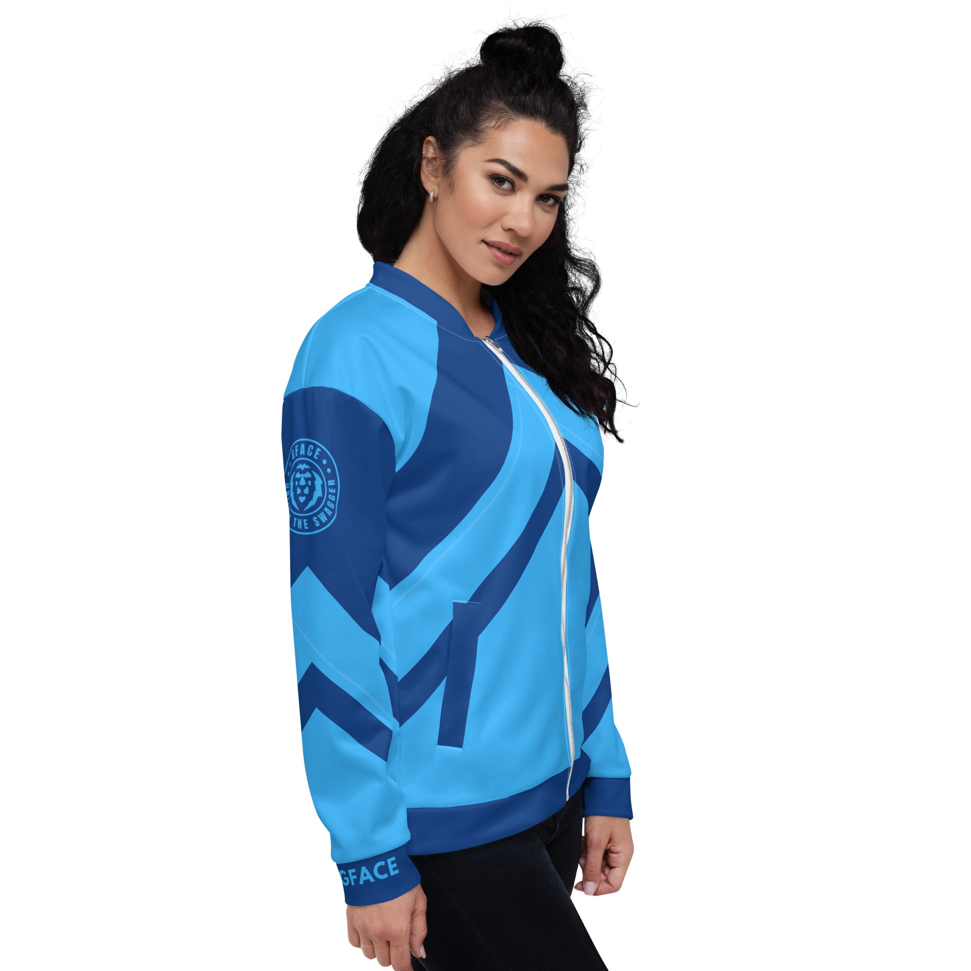 Unisex 2-Tone blue Gface Bomber Jacket