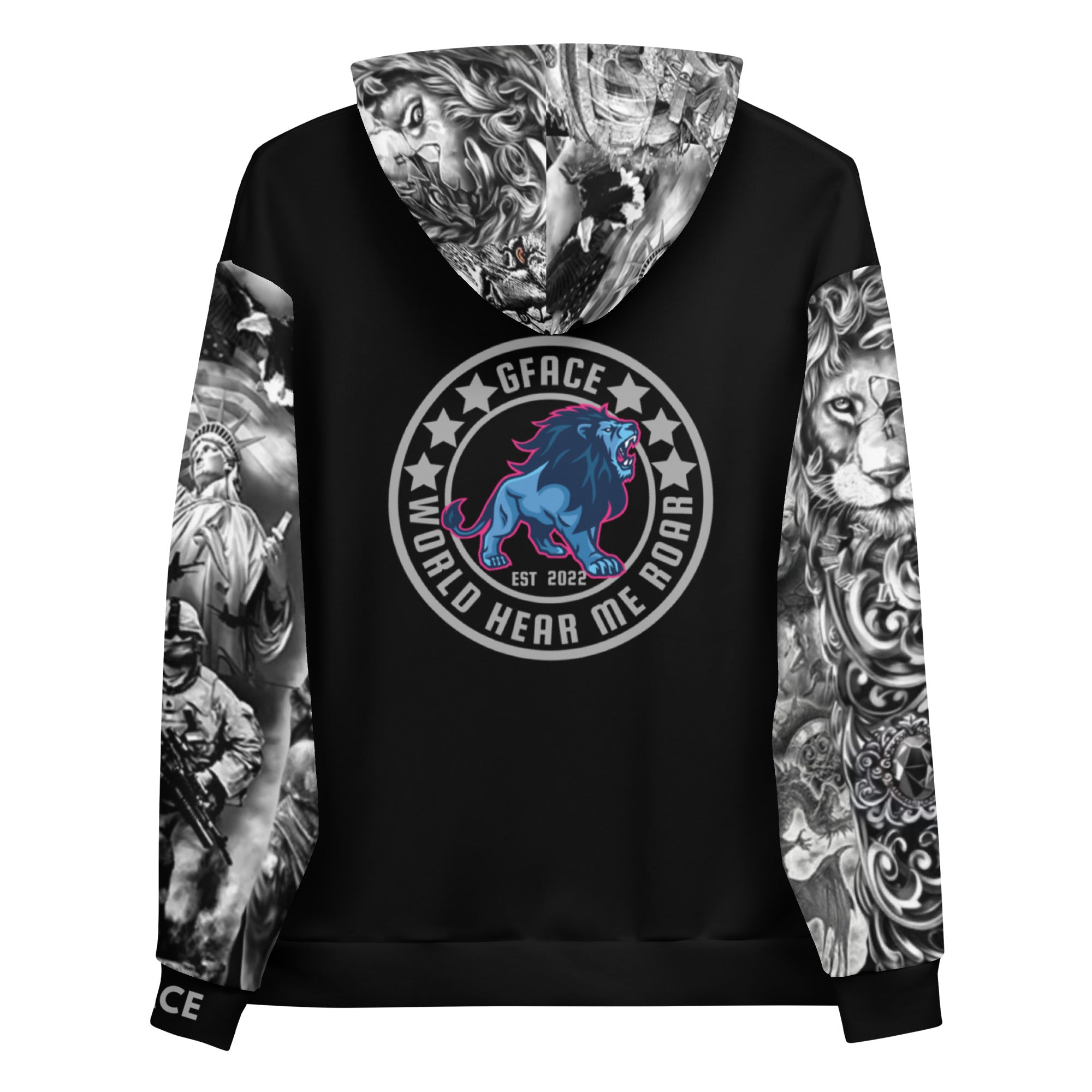 Unisex Black Hoodie GFACE TATTOO World Hear Me Roar