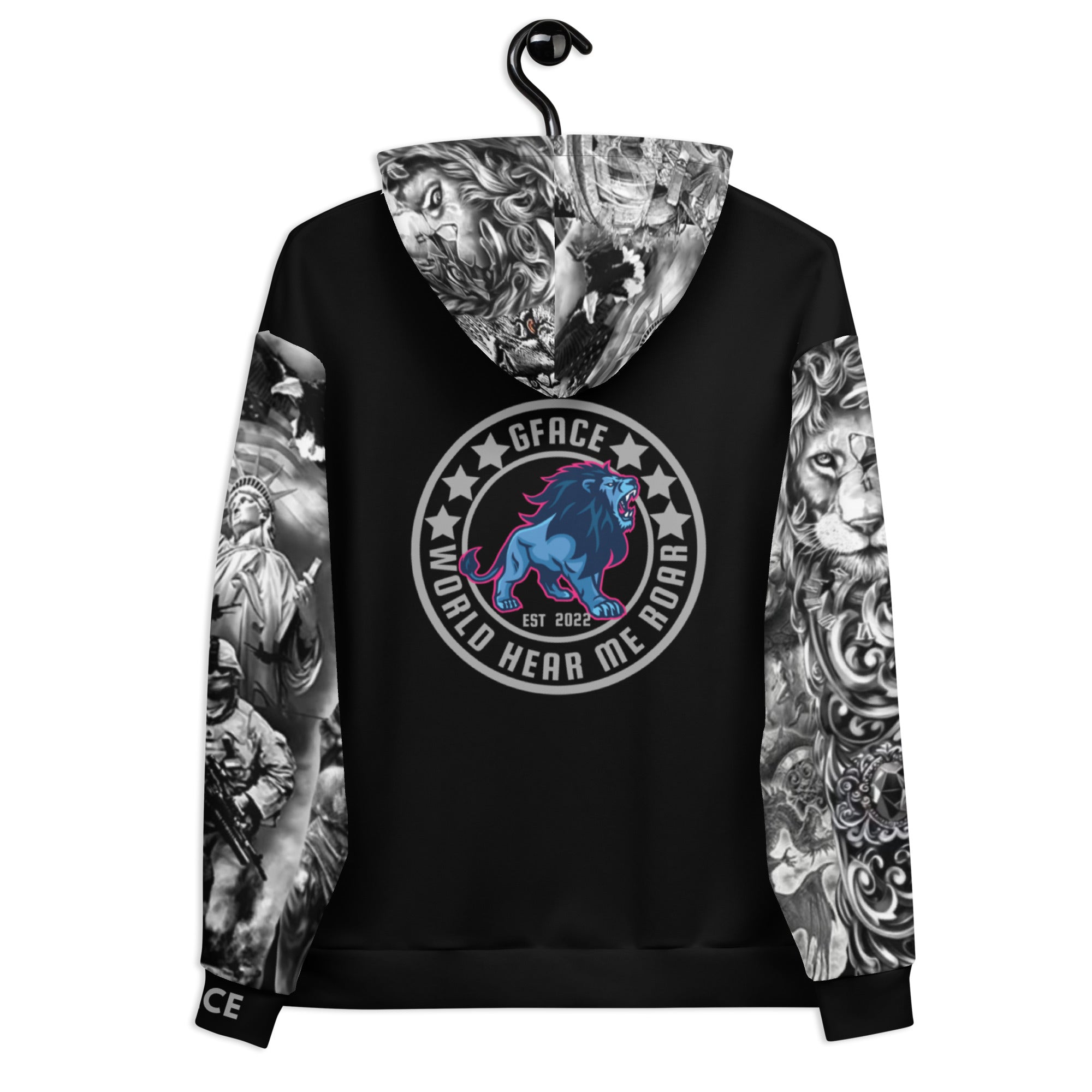 Unisex Black Hoodie GFACE TATTOO World Hear Me Roar