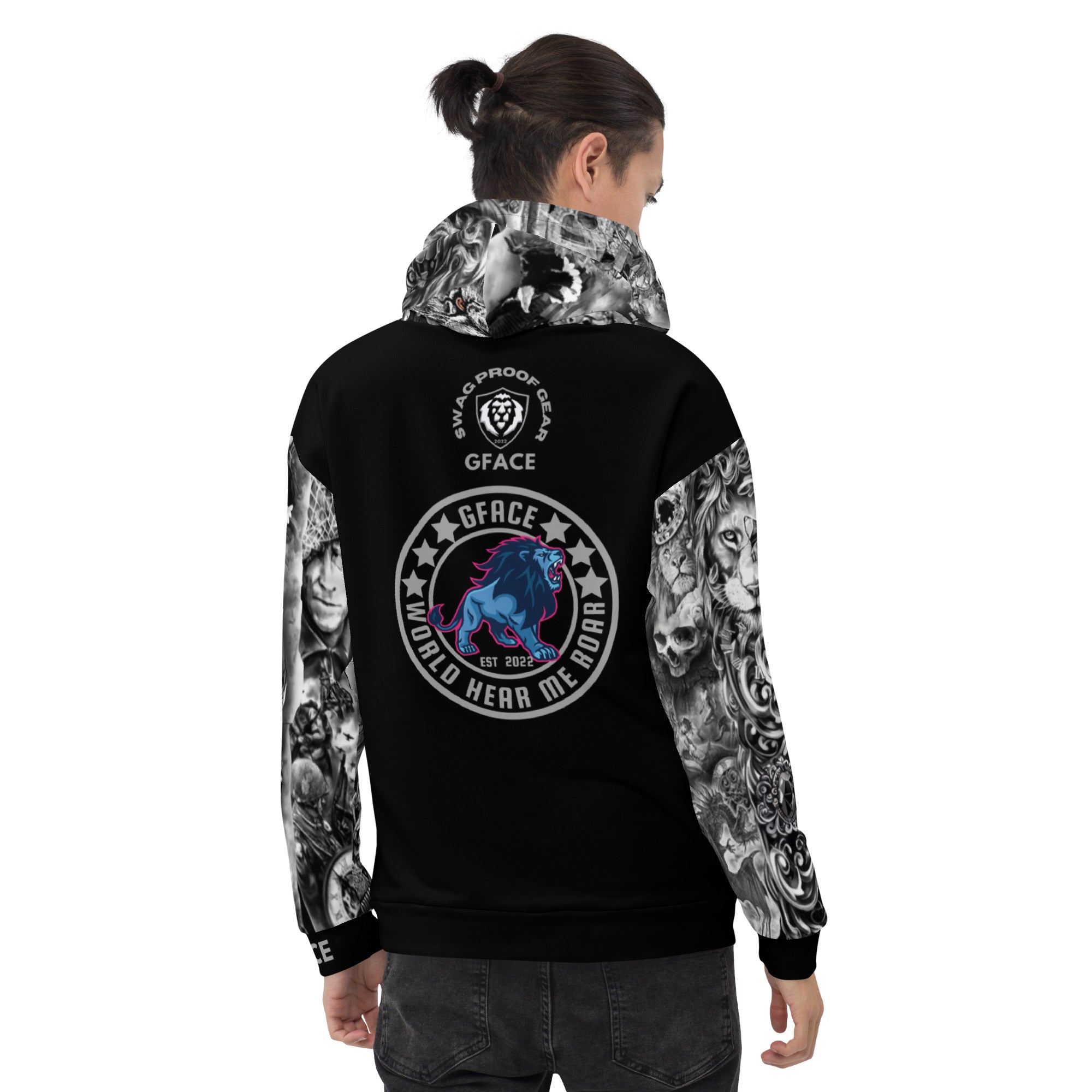 Unisex Black Hoodie GFACE TATTOO World Hear Me Roar