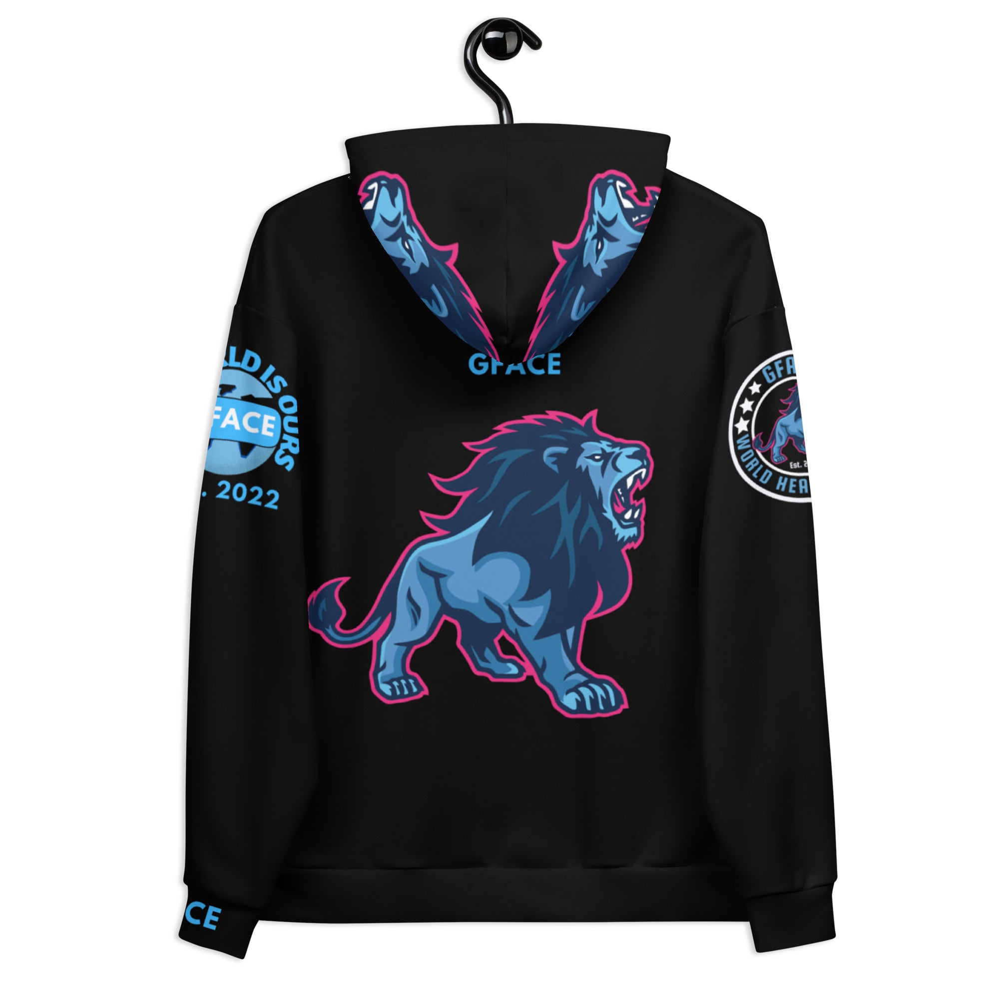 Unisex Hoodie Blue GFACE LION World Hear Me Roar