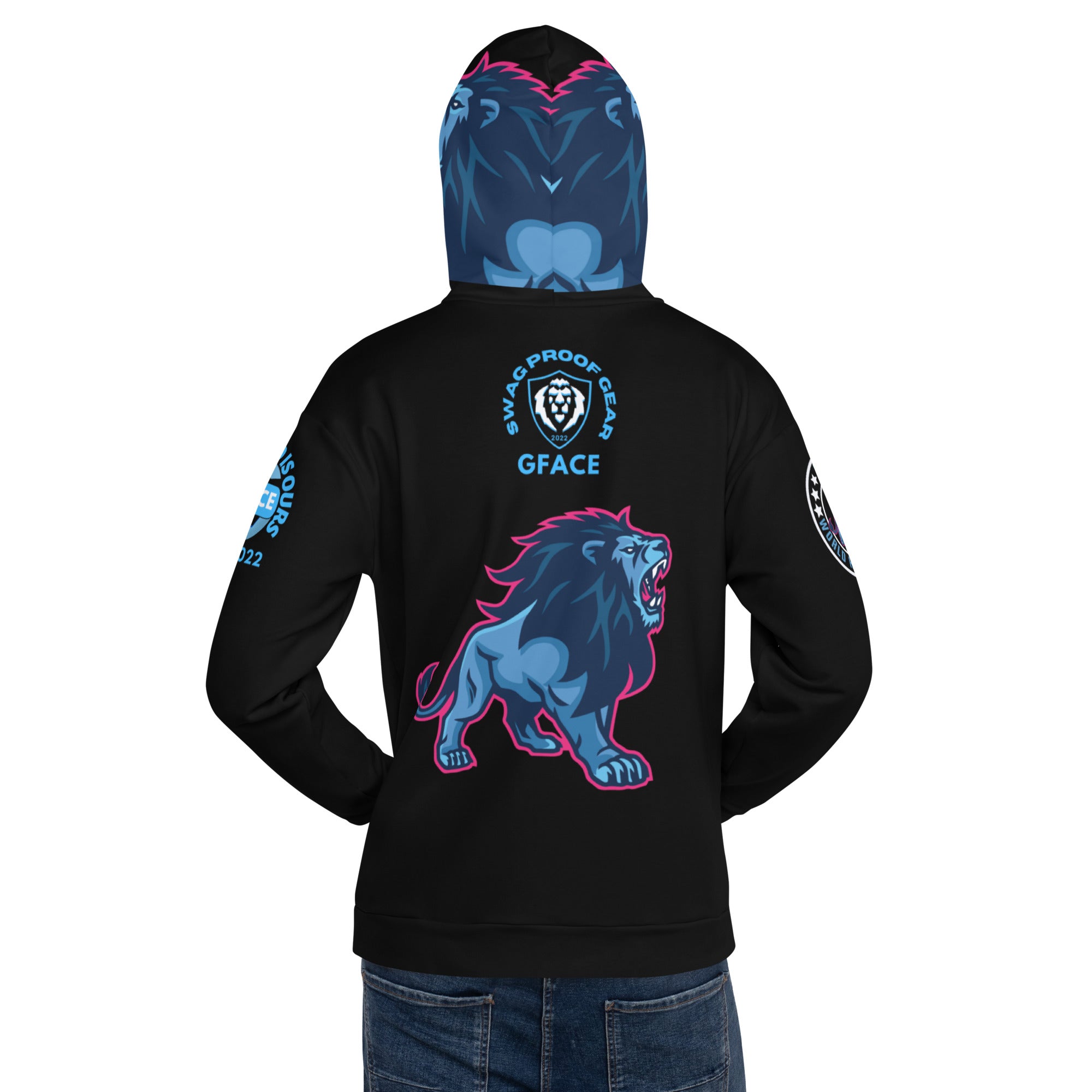 Unisex Hoodie Blue GFACE LION World Hear Me Roar