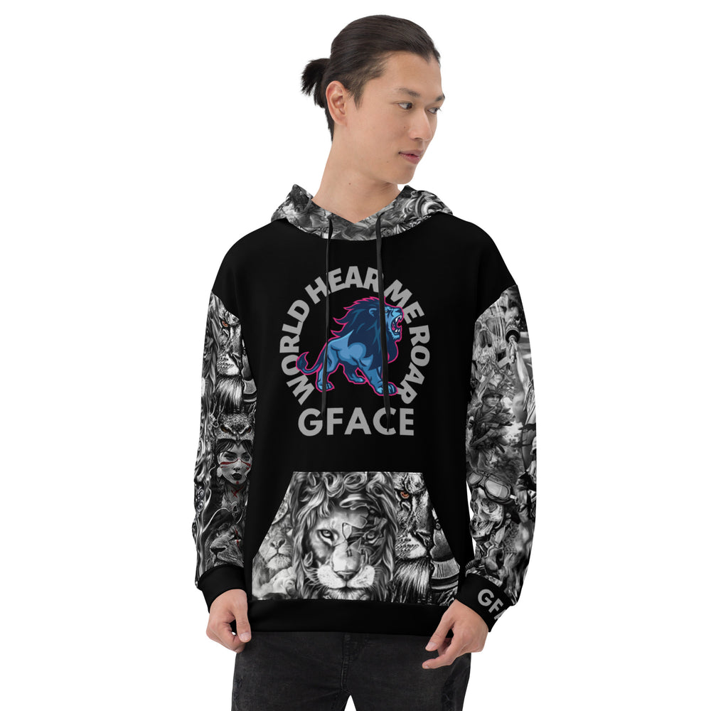 Unisex Black Hoodie GFACE TATTOO World Hear Me Roar