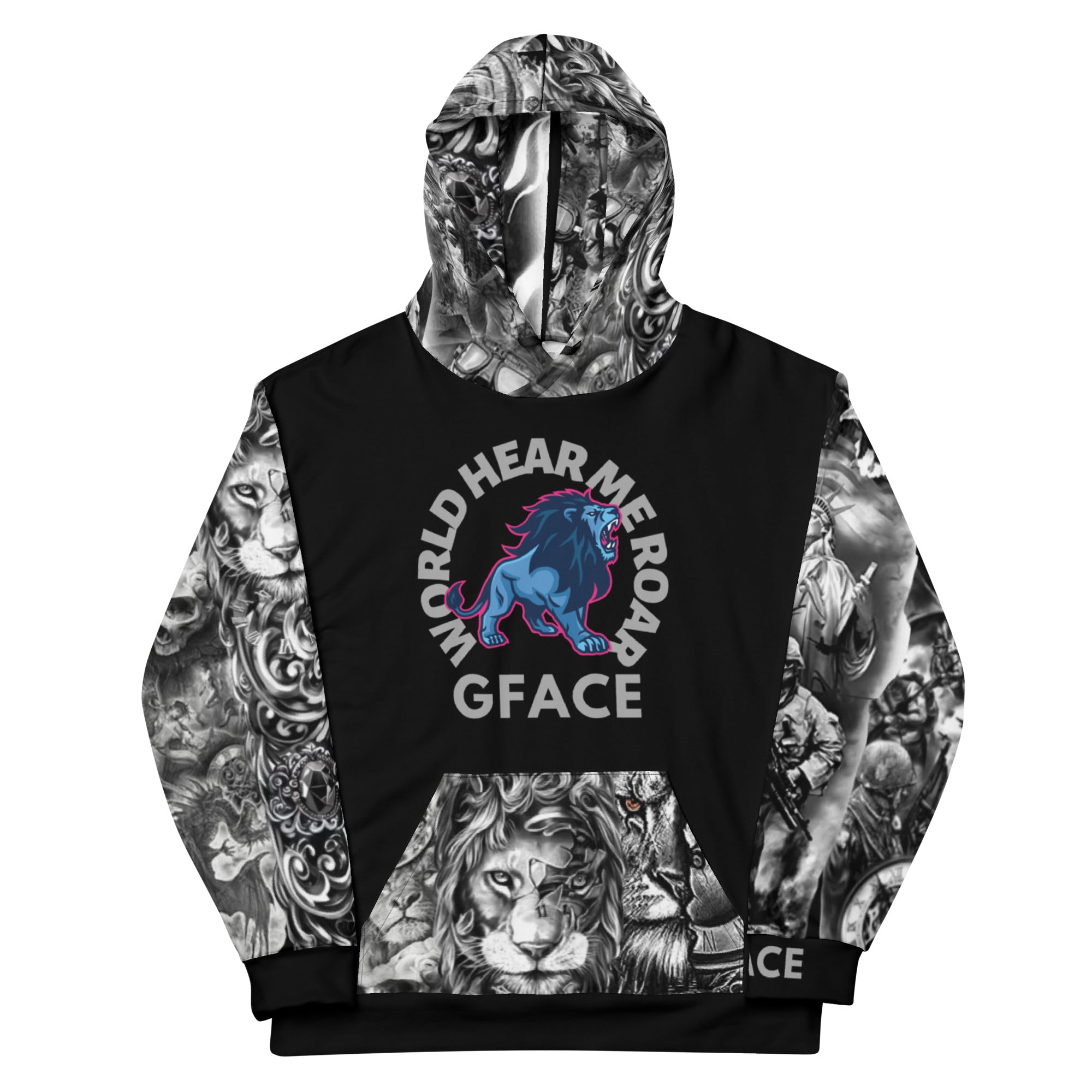 Unisex Black Hoodie GFACE TATTOO World Hear Me Roar