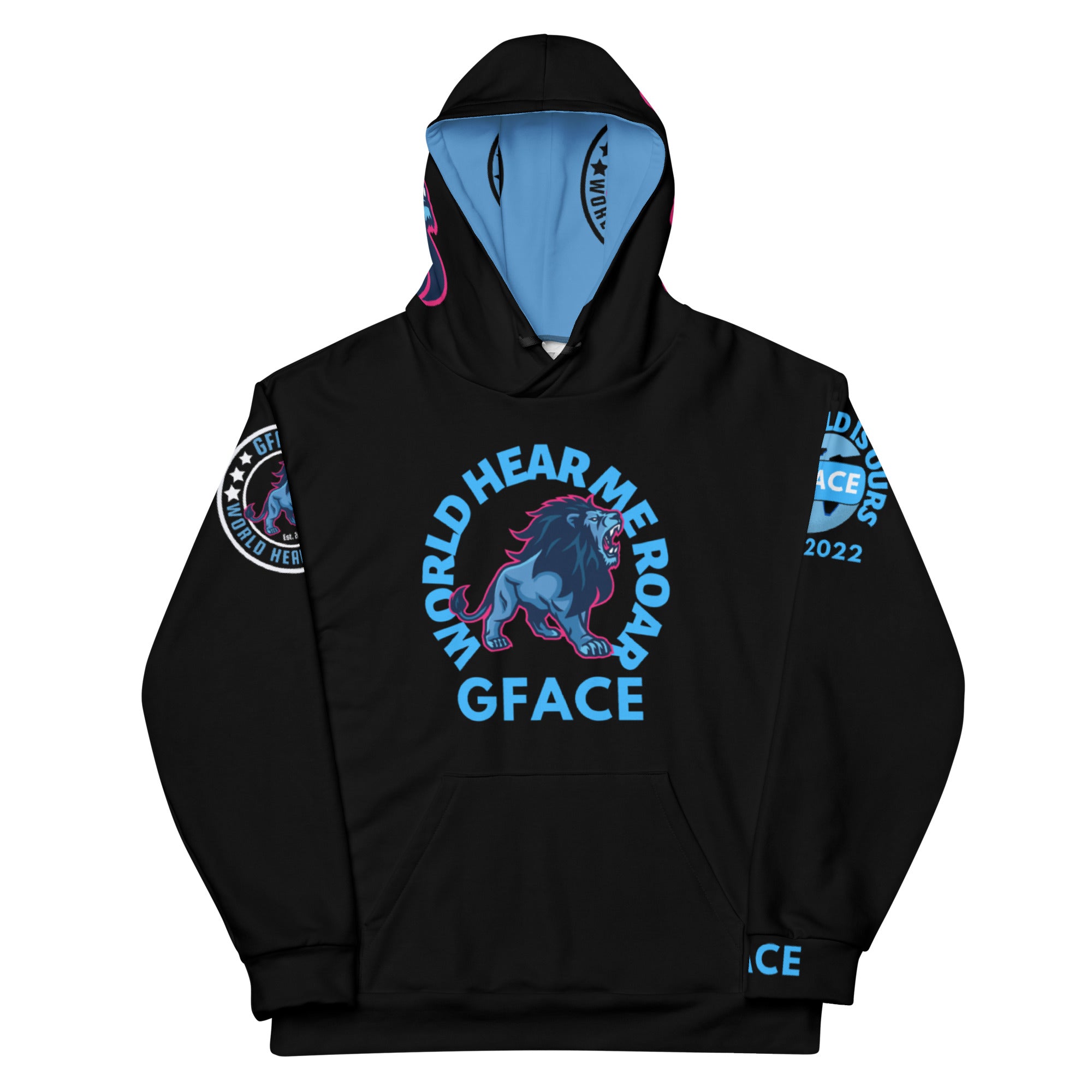 Unisex Hoodie Blue GFACE LION World Hear Me Roar