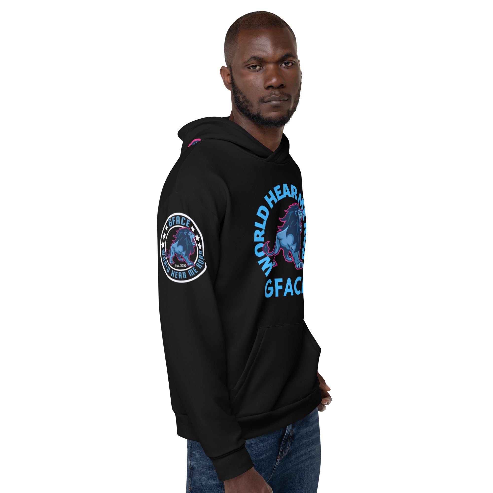 Unisex Hoodie Blue GFACE LION World Hear Me Roar