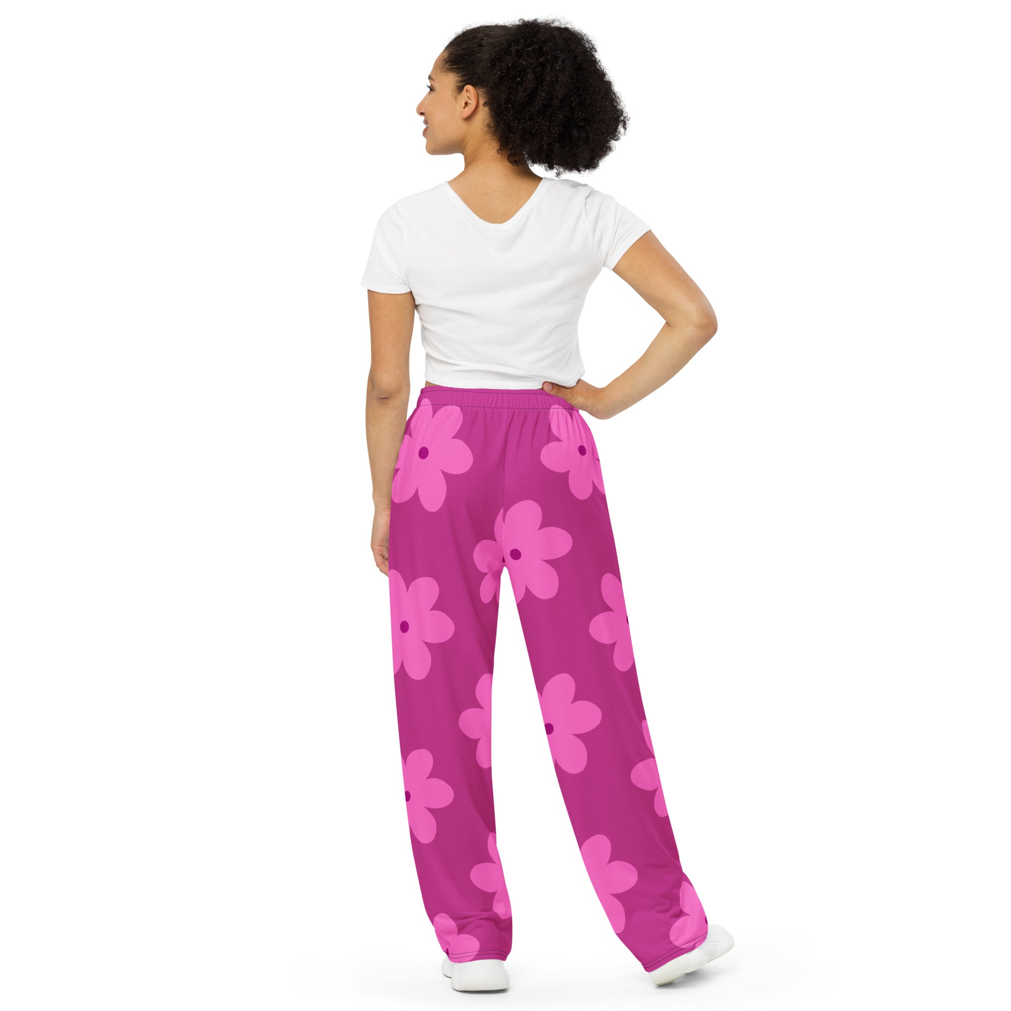 Unisex All Pink Fower GFACE Wide pants