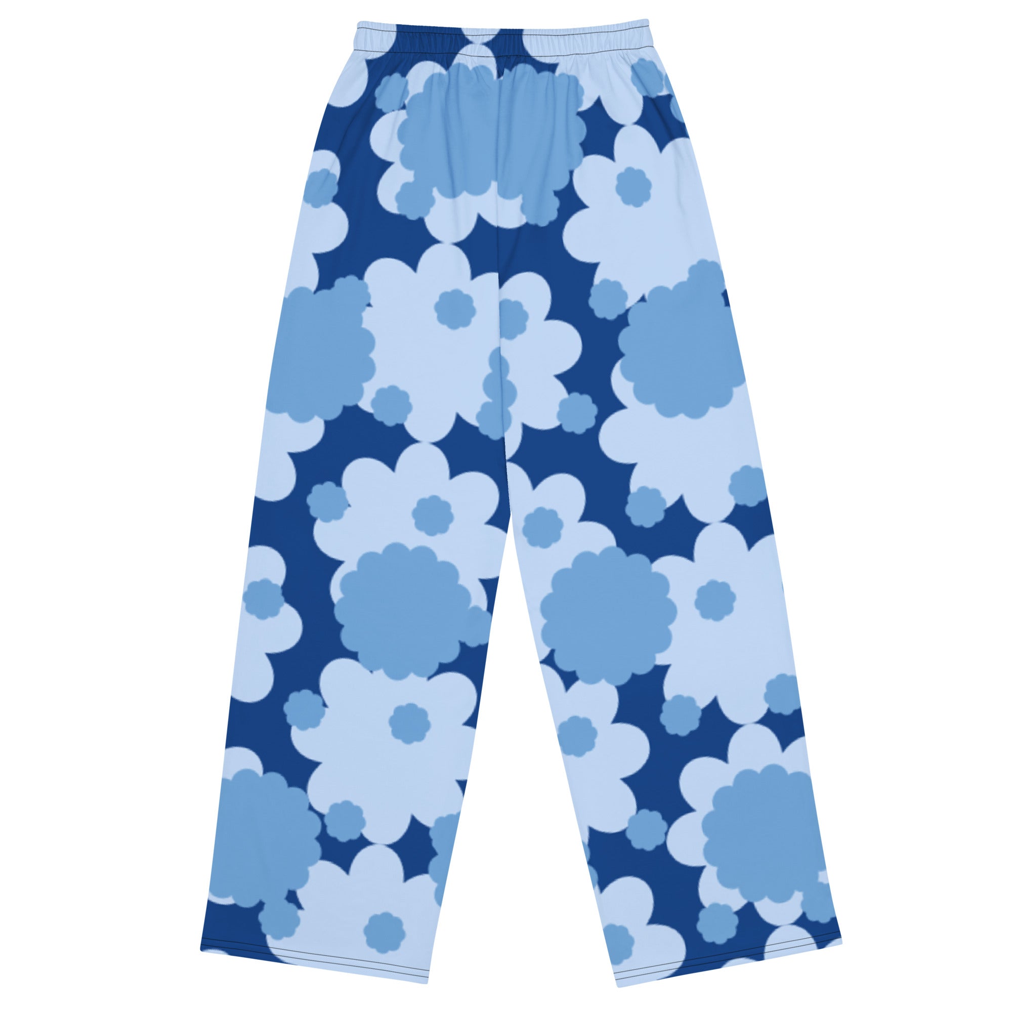 Unisex blue flower abstract Gface wide-leg pants limited