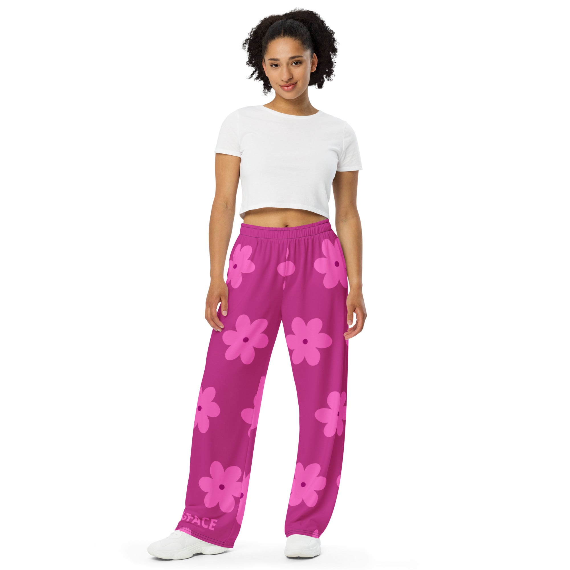 Unisex All Pink Fower GFACE Wide pants