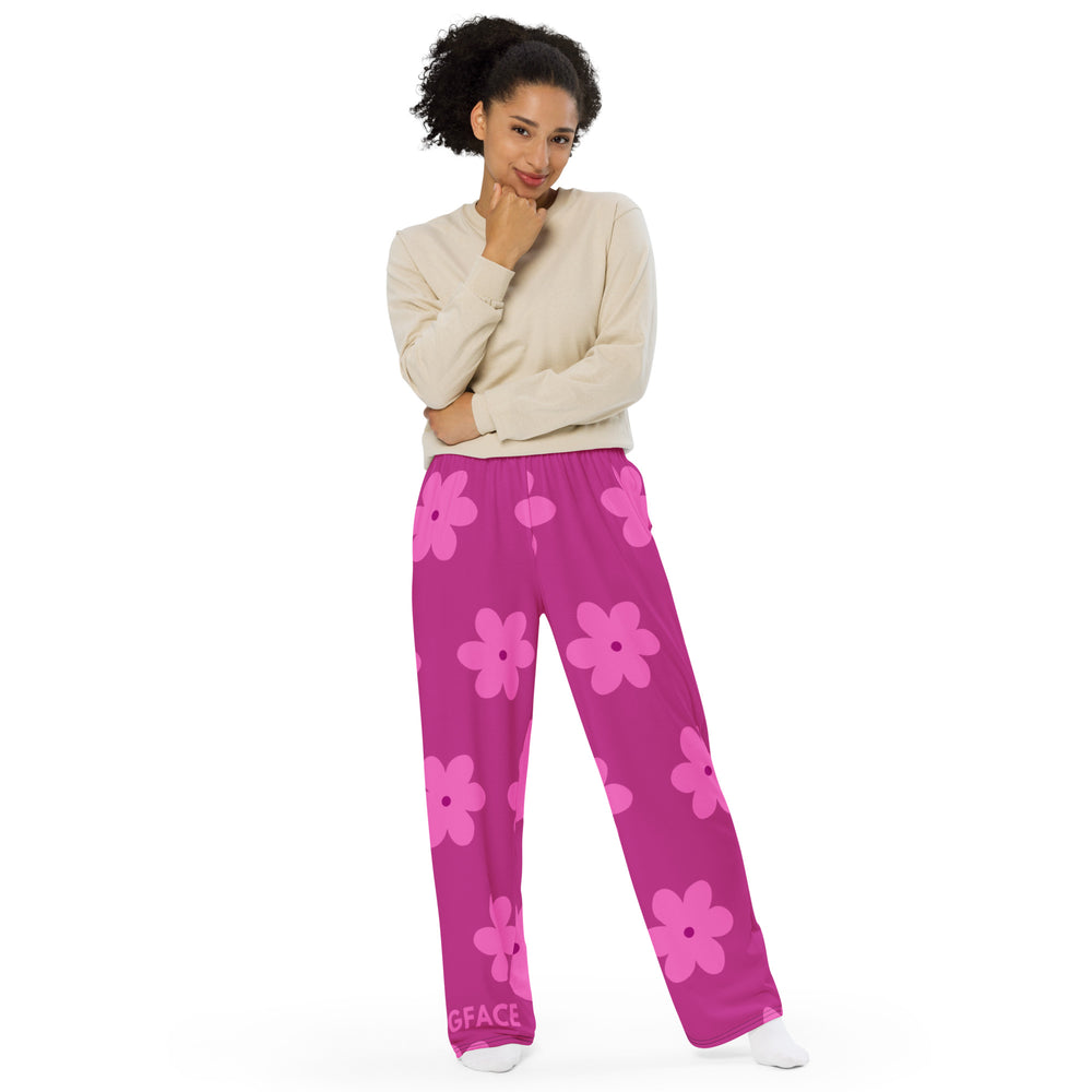 Unisex All Pink Fower GFACE Wide pants