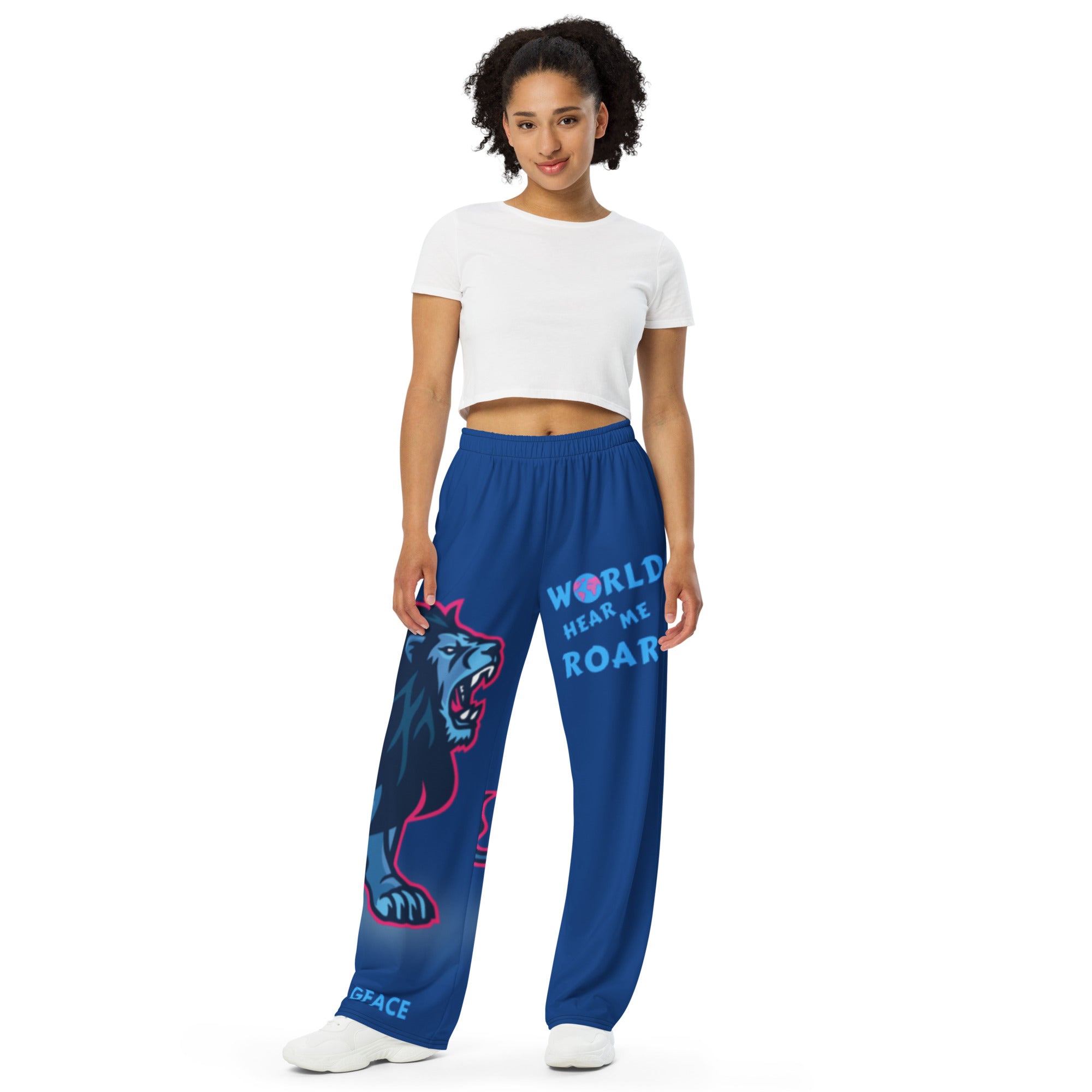 Unisex blue wide-leg pants GFACE World Hear Me Roar